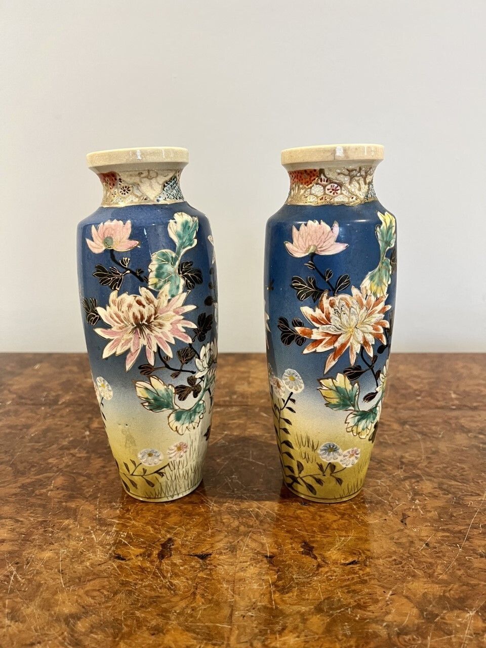 Large Pair Of Antique Japanese Satsuma Vases photo vinterior