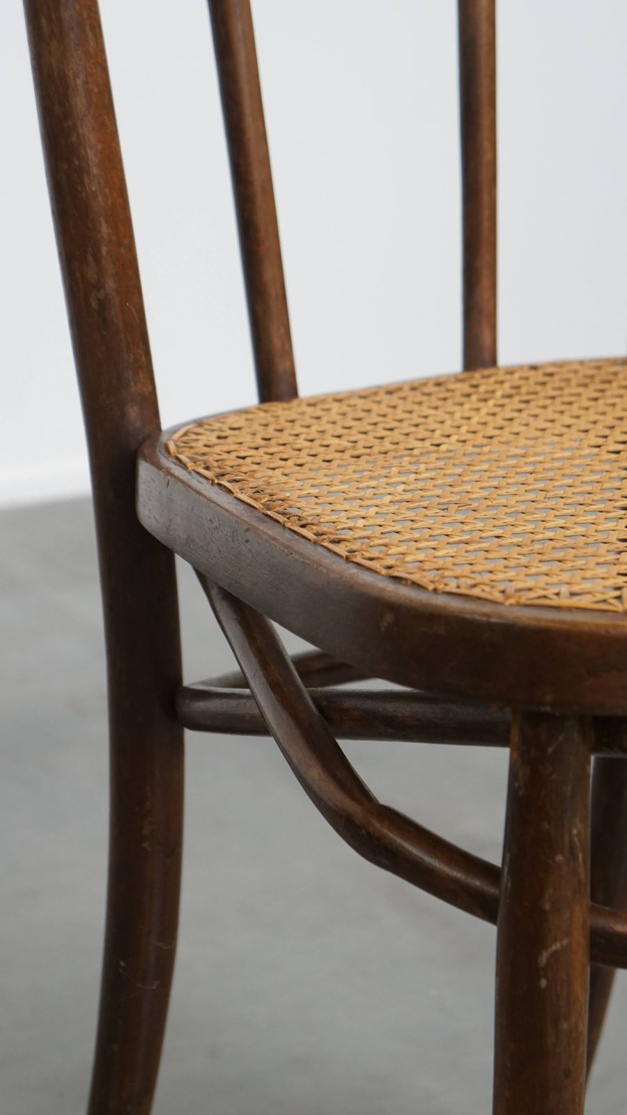 Lovely Timeless Bistro Chair In The Style Of Thonet With A Woven Wicker Seat photo vintage