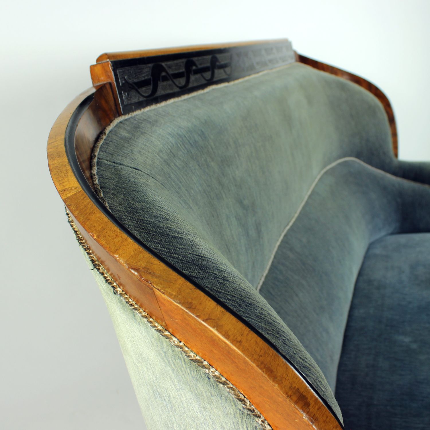 photo for sale Unique Biedermeier Sofa In Original Fabric And Walnut Veneer, Vienna, Austria Circa 1825
