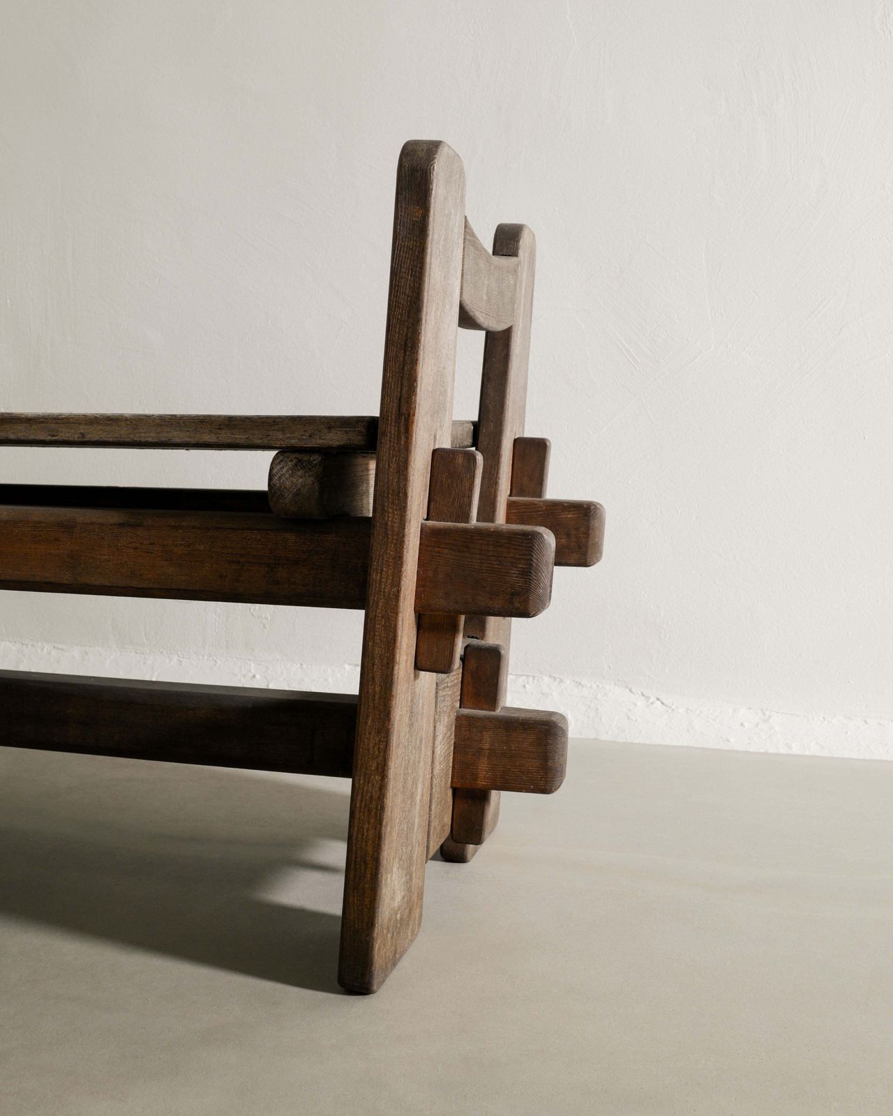 Swedish Mid Century Modern Wooden "Skoga" Bench In Stained Pine By Axel Einar Hjorth For Nordiska Kompaniet, 1930s photo vintage