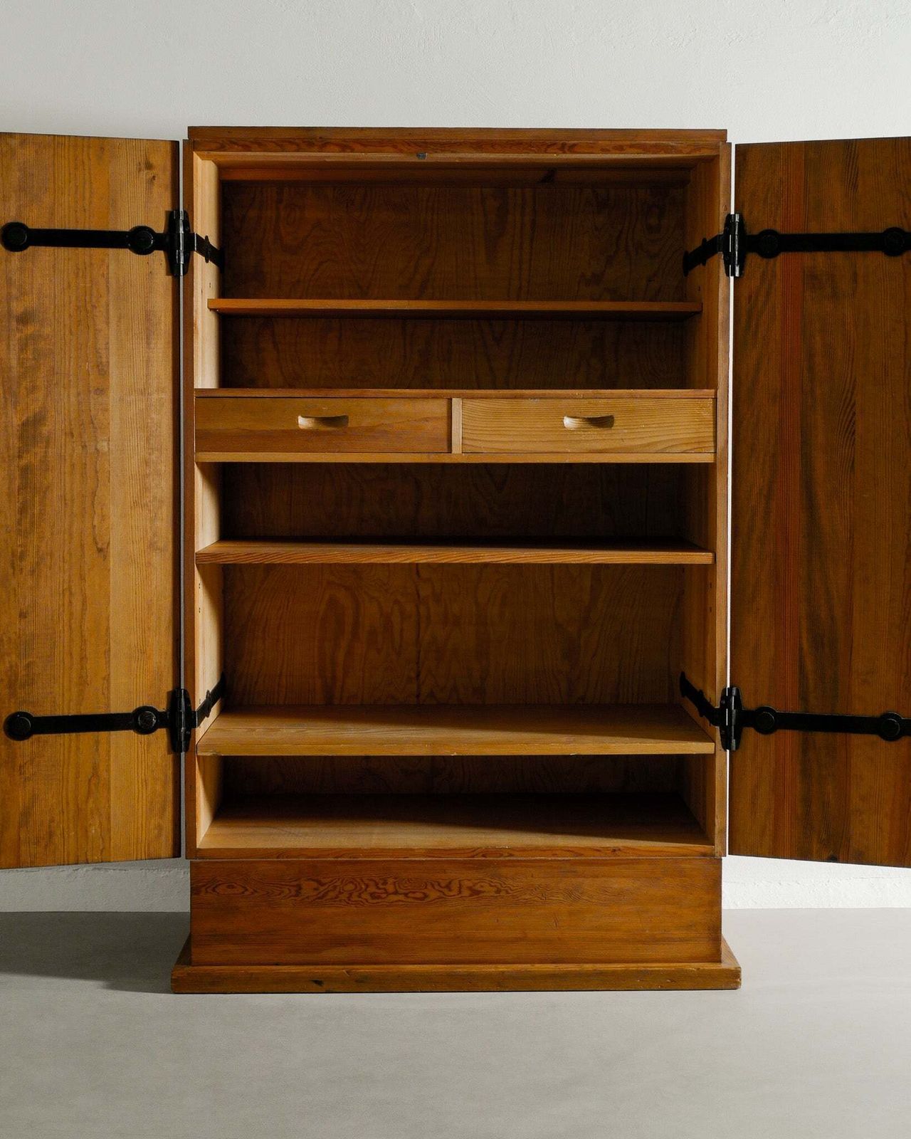 Vintage Swedish Modern Wooden "Lovö" Cabinet In Stained Pine & Iron By Axel Einar Hjorth For Nordiska Kompaniet, 1930s photo 65000.0
