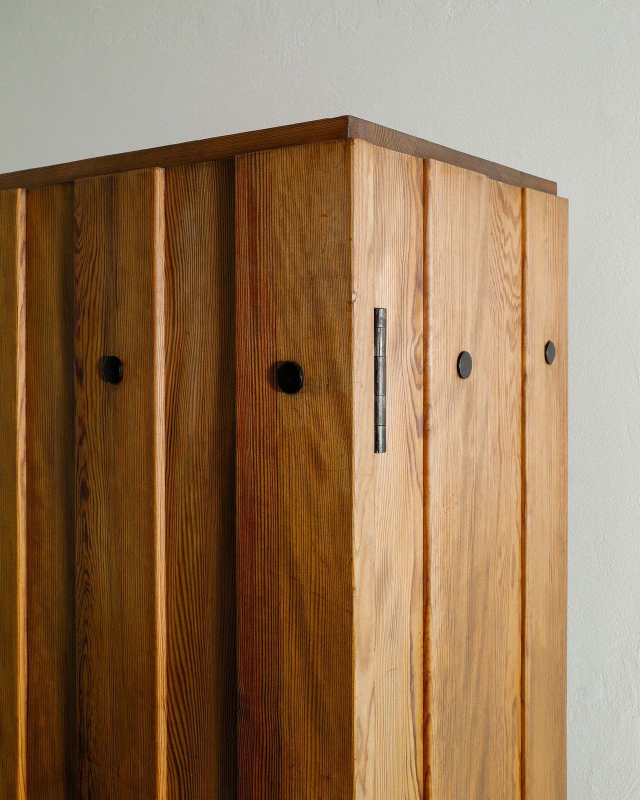 Vintage Swedish Modern Wooden "Lovö" Cabinet In Stained Pine & Iron By Axel Einar Hjorth For Nordiska Kompaniet, 1930s photo vinterior