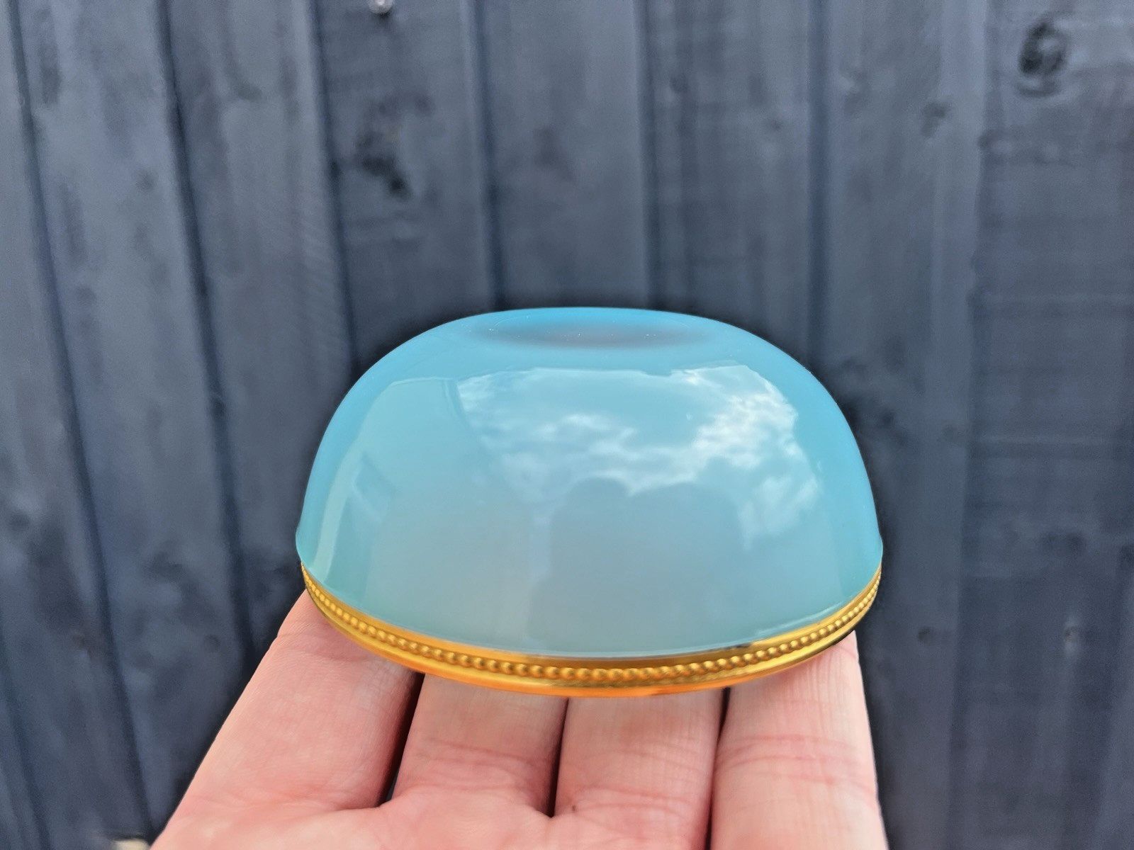 99.0 Mid Century Murano Vincenzo Nason Blue Opaline De Venice Glass Ashtray Vintage photo