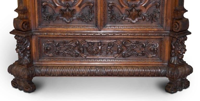 Rare Moses Michelangelo Guggenheim & Pauly Cie Et Venice Antique Carved Armoire photo vintage