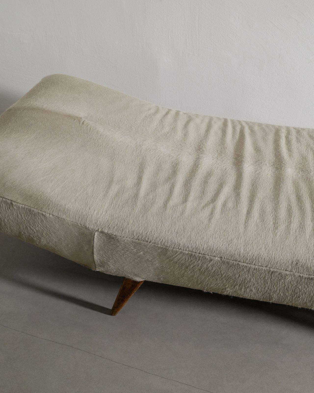 Swedish Mid Century Wooden Daybed In Dark Brown Teak & Beige Hide Upholstery, 1960s photo Furniture