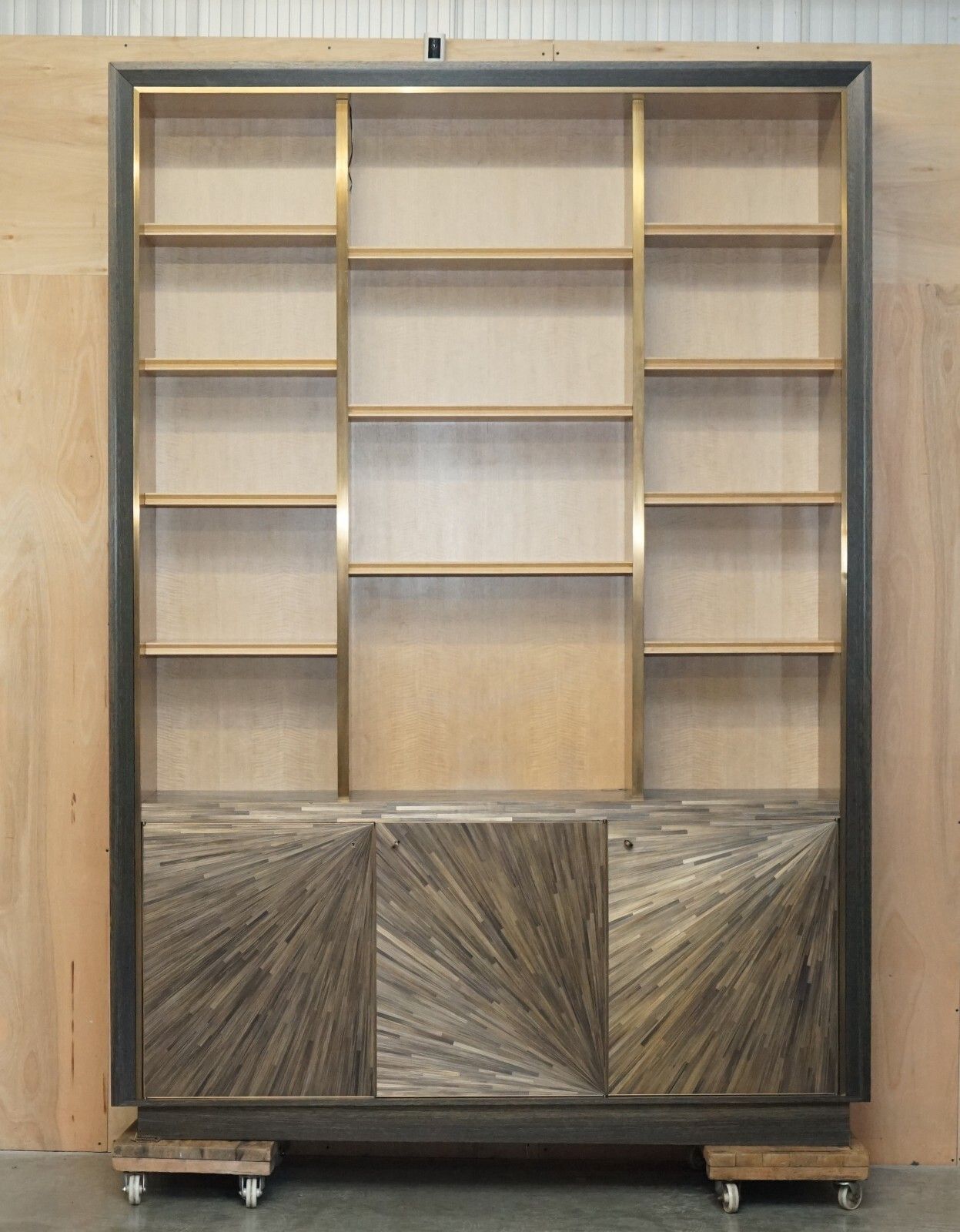 Rrp €52,355 Museum Quality Made In France Jallu Massive Straw Marquetry Bookcase photo furniture