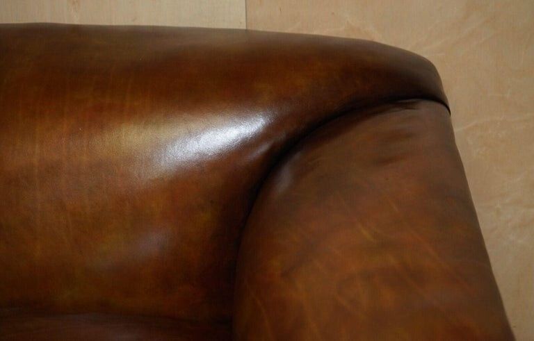 Fine Victorian Howard & Son's Claw & Ball Feet Brown Leather Chesterfield Sofa photo vinterior