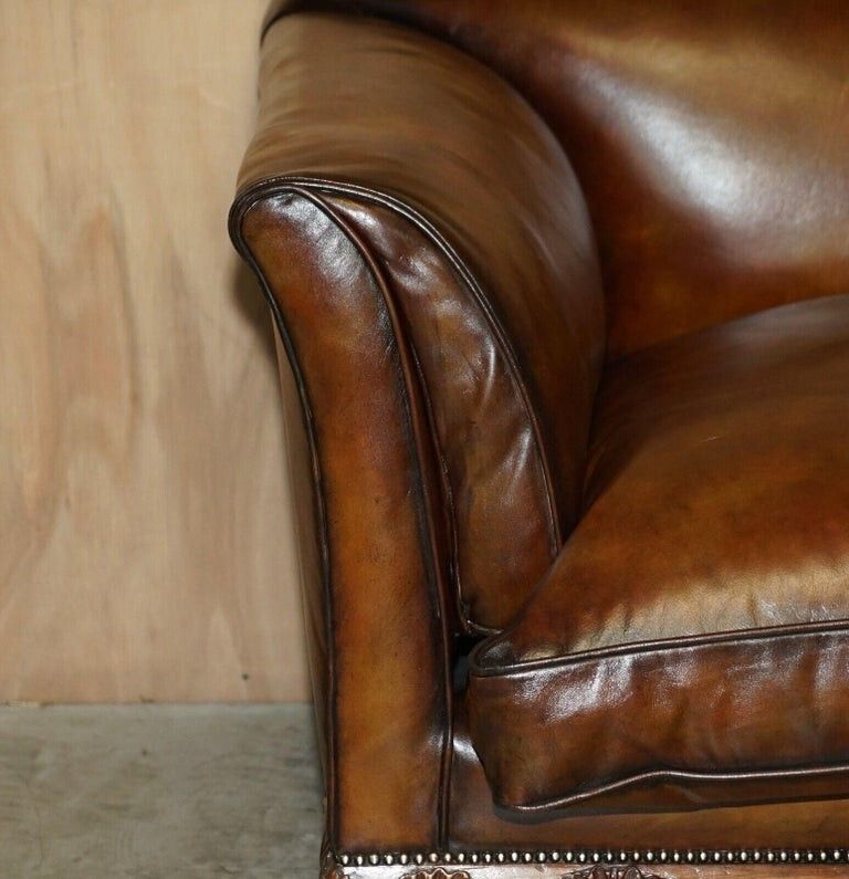Fine Victorian Howard & Son's Claw & Ball Feet Brown Leather Chesterfield Sofa photo buy