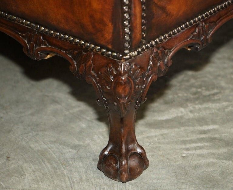 Huge Restored Antique Victorian Howard & Son's Brown Leather Chesterfield Sofa photo buy