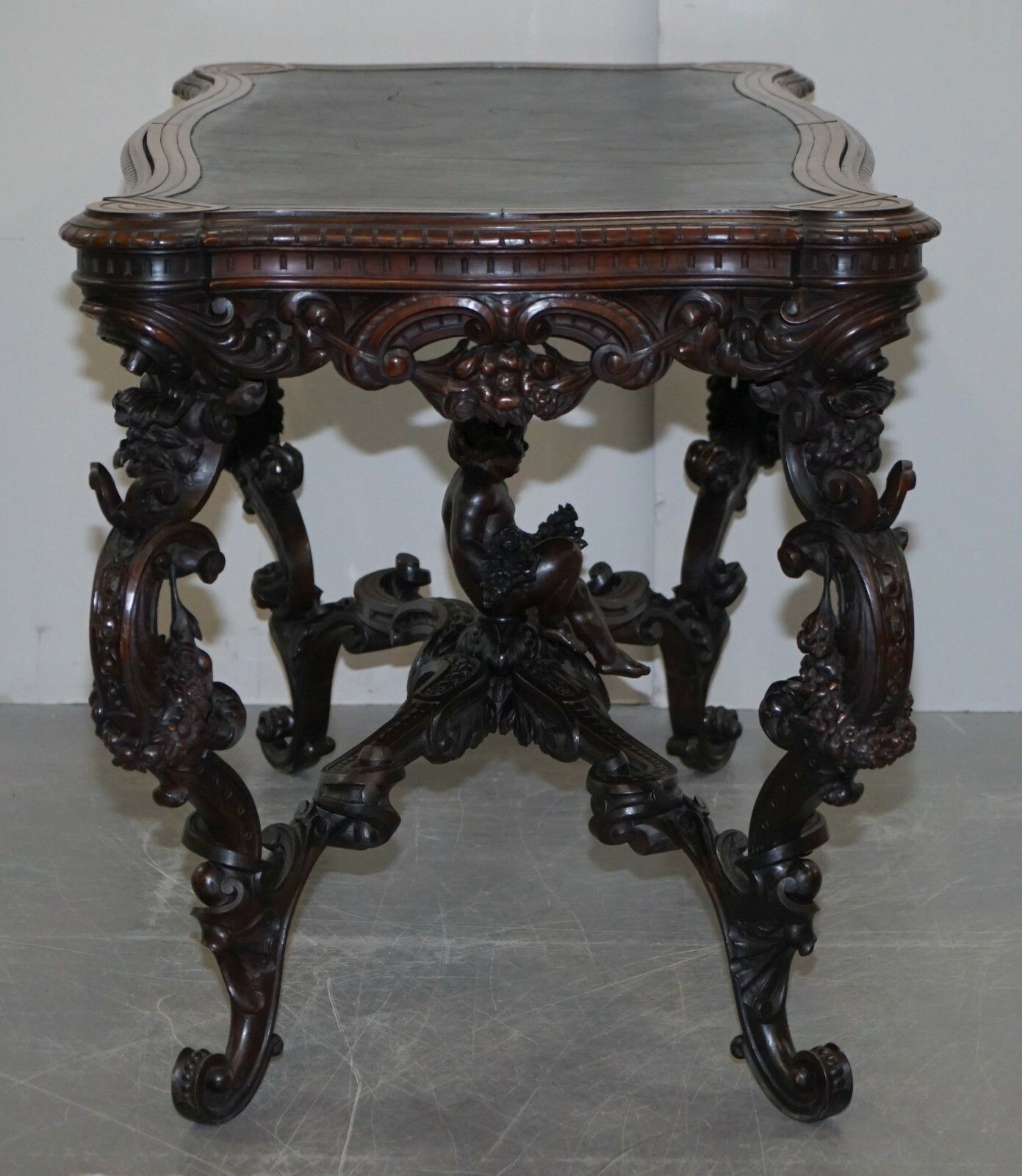 photo furniture Important Italian Angiolo Barbetti Firenze Antique Cherub Desk Library Table