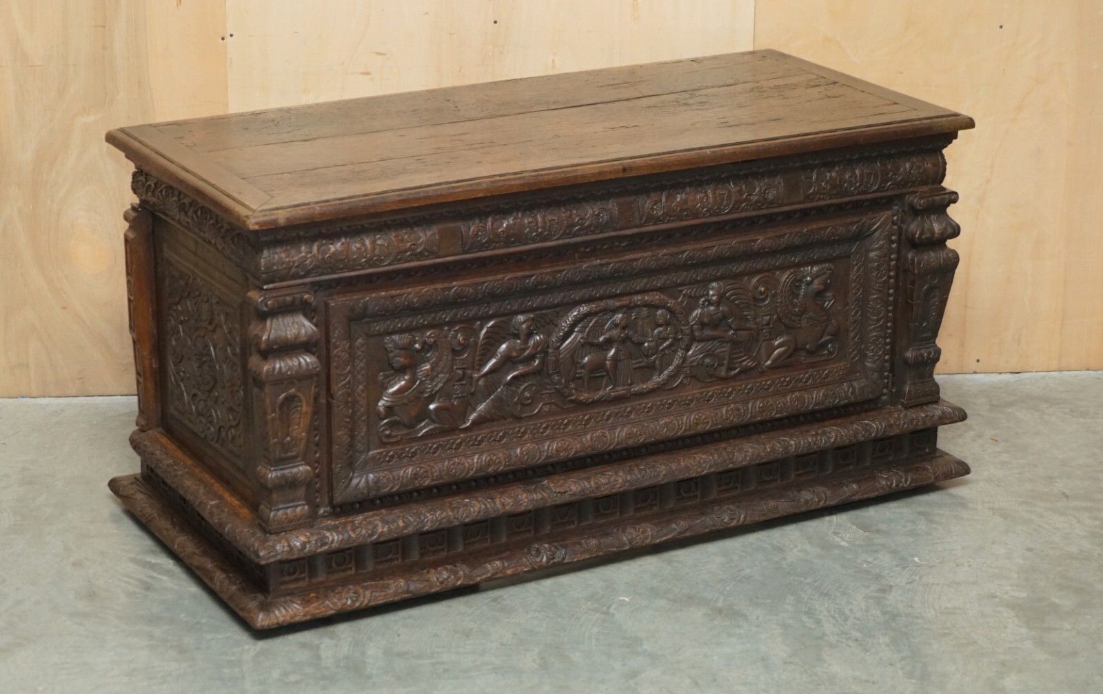 16th Century Museum Quality Exhibition Hand Carved Italian Cassone Desk Table photo furniture