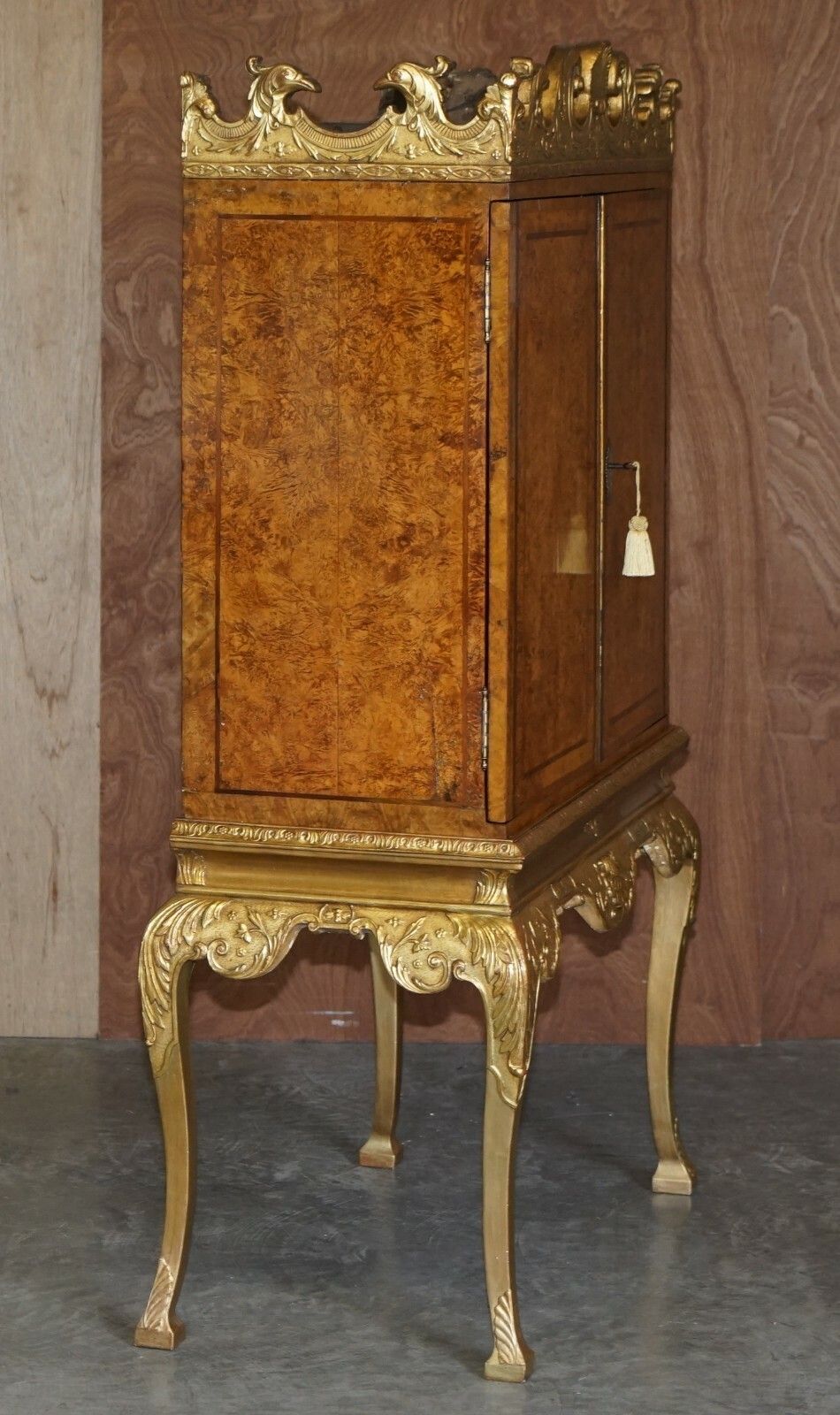 photo for sale Important Antique George II Circa 1740 Mulberry Wood Giltwood Drinks Cabinet