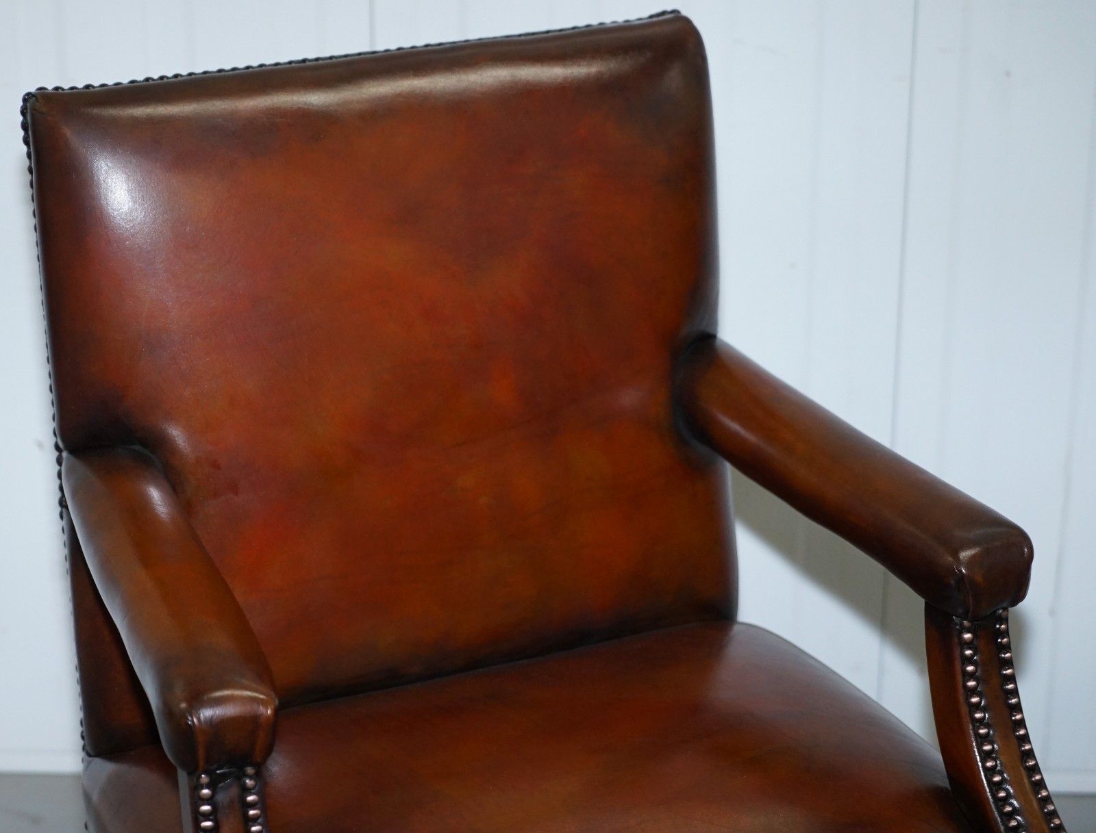 8 Howard & Son's Stamped Circa 1900 Brown Leather Carver Gainsborough Armchairs photo 20000.0