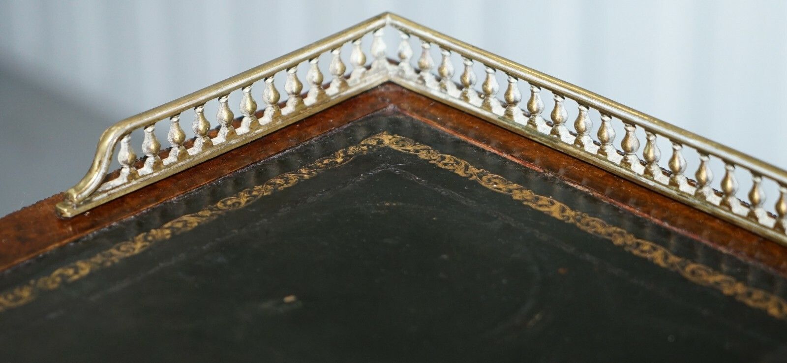 Very Rare Gillow 1852 57 Breakfront Library Desk Brass Gallery Burr Amboyna Wood photo Furniture