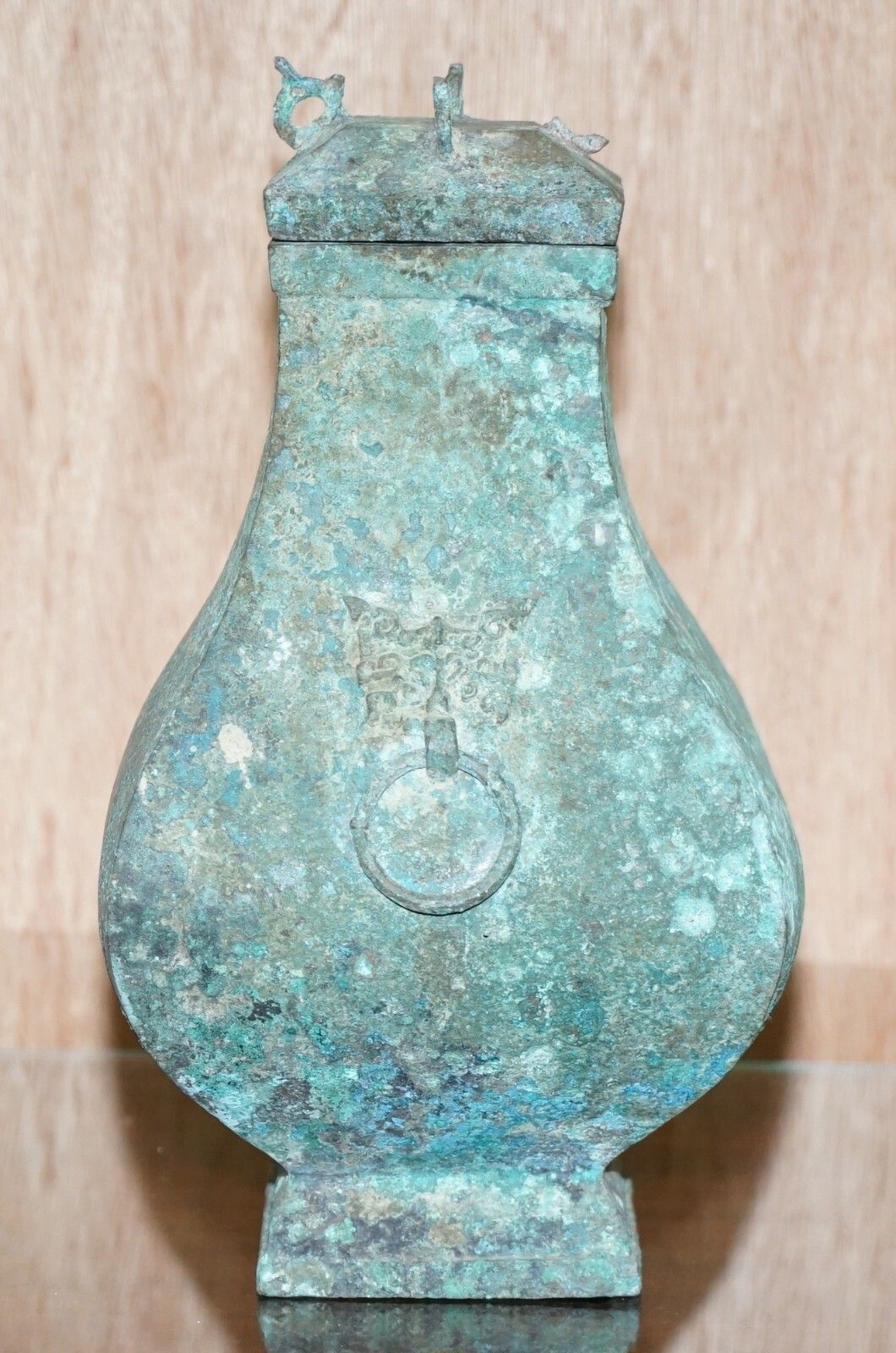 Fanghu Han Dynasty 206bc 220ad Chinese Bronze Ritual Wine Vessel Jug & Cover photo for sale