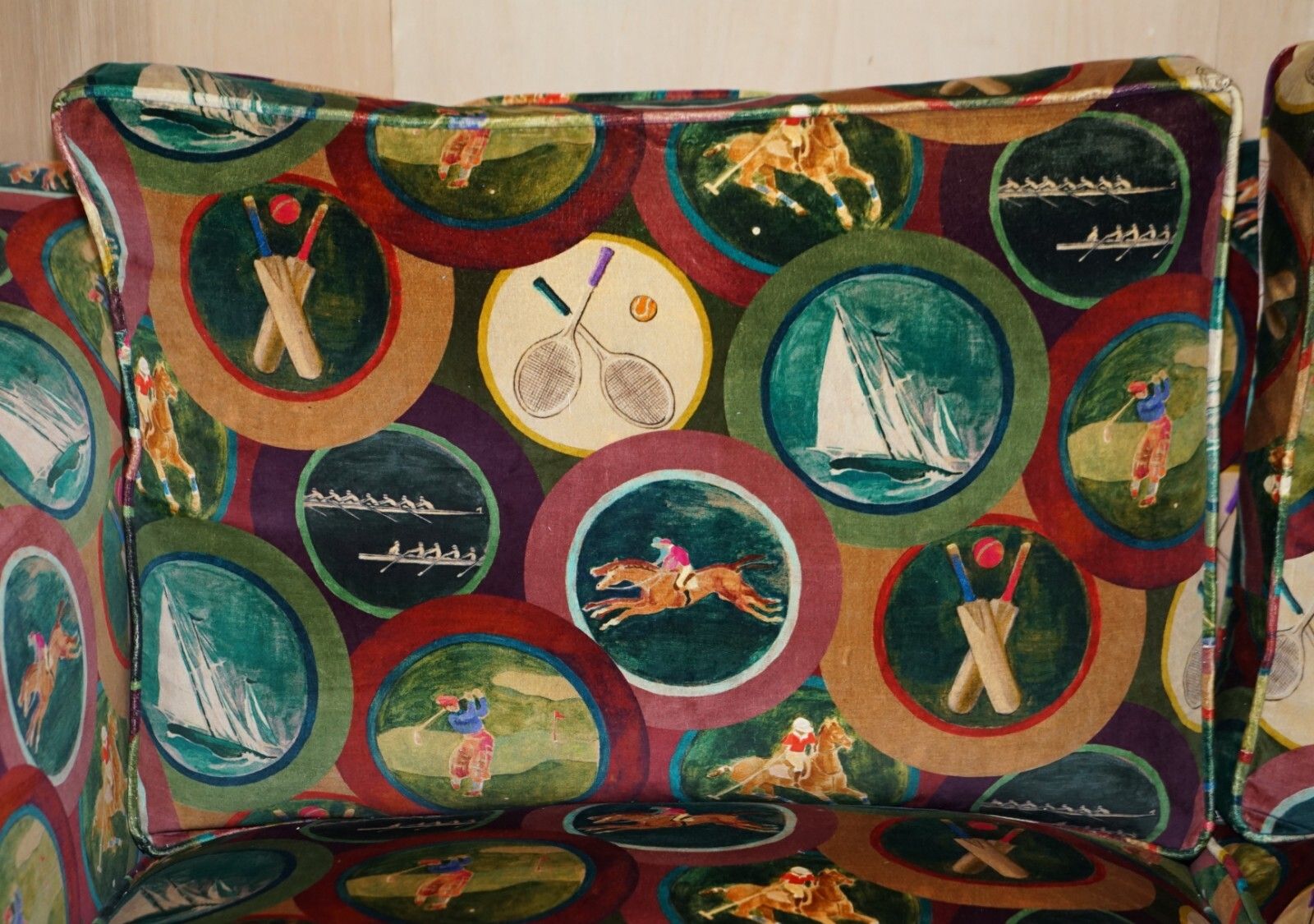 Brand New Mulberry Silk Velvet Sporting Life Howard Style Claw & Ball Feet Sofa photo vintage