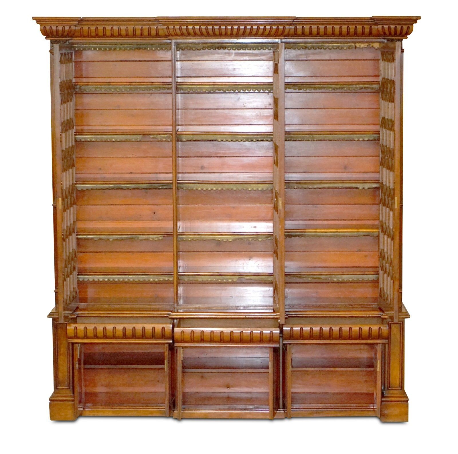 Monumental 2.9 Meter Tall Antique Victorian Mahogany Astral Glazed Bookcase photo vinterior