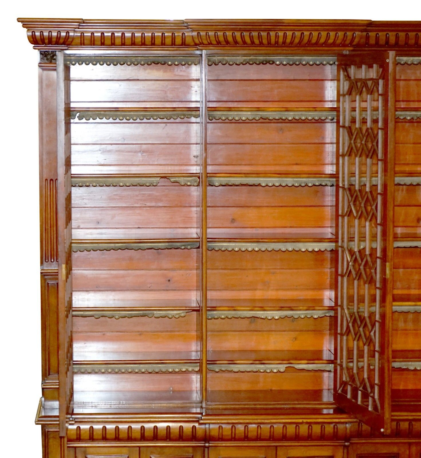 Furniture Monumental 2.9 Meter Tall Antique Victorian Mahogany Astral Glazed Bookcase photo