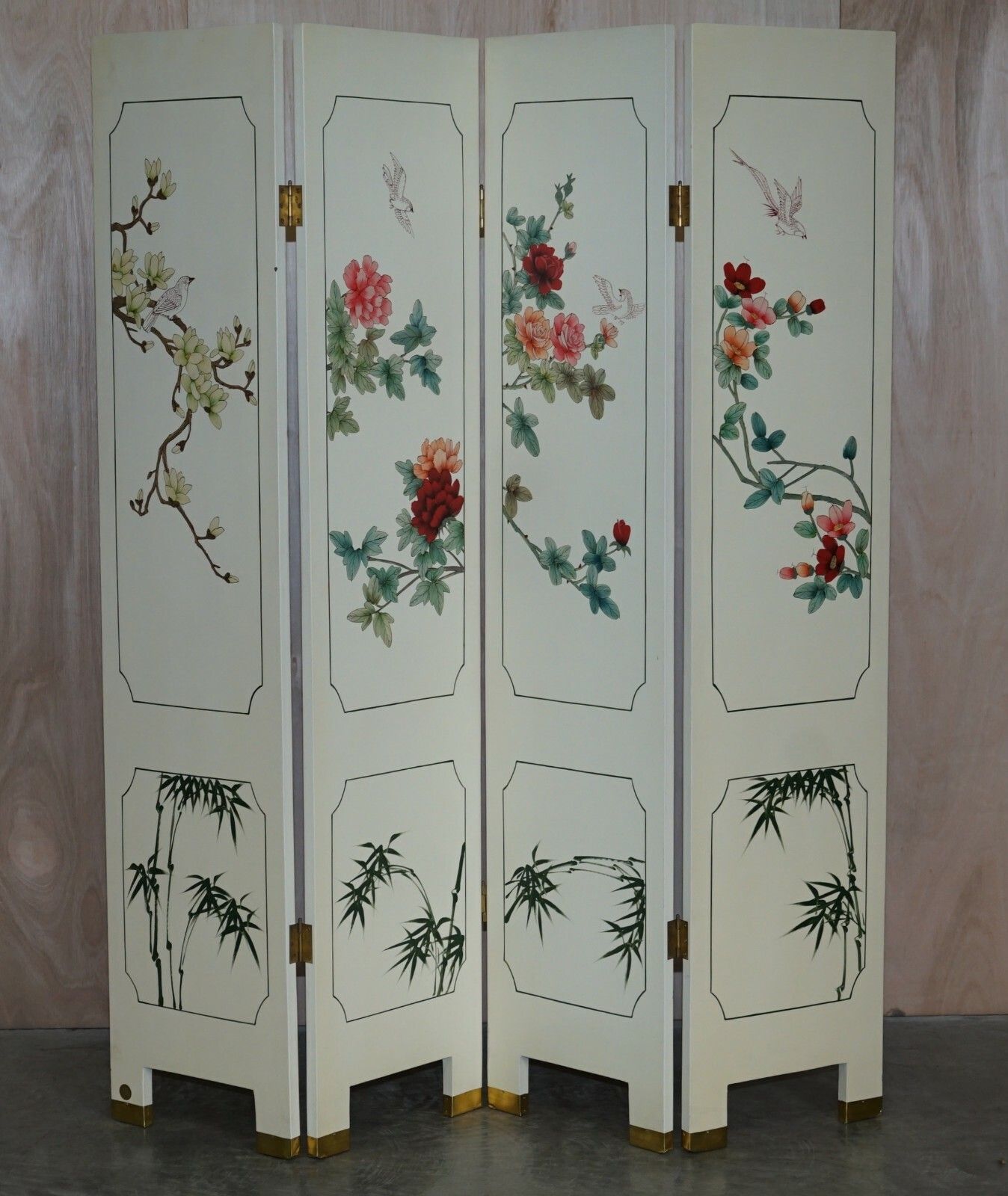 15000.0 Rare & Collectable Antique Chinese Export Hardstone Folding Screen Room Divider photo