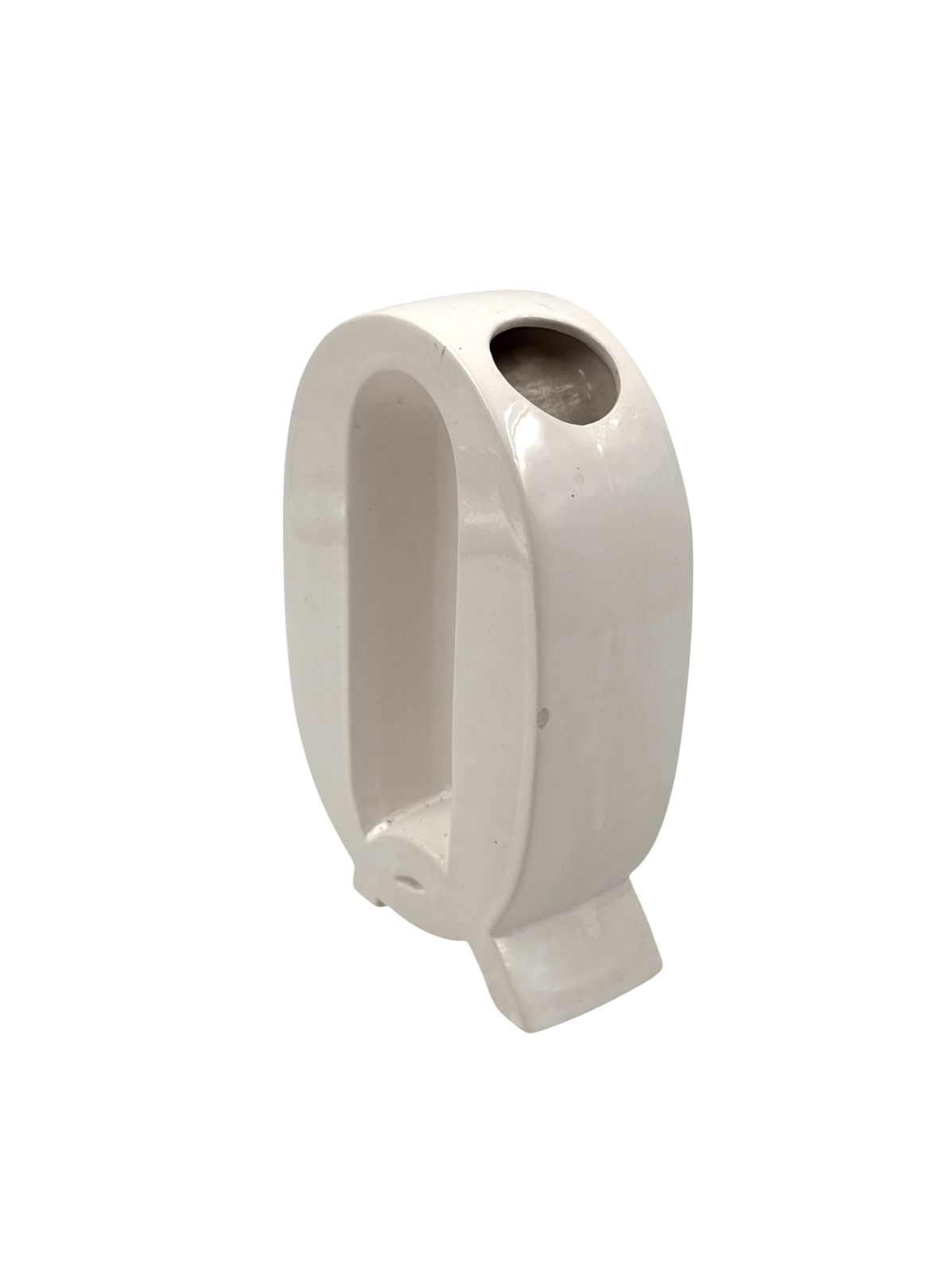 Space Age White Q Letter Shaped Ceramic Solifleur Vase, Marcel Radureau France Ca. 1970 photo vinterior