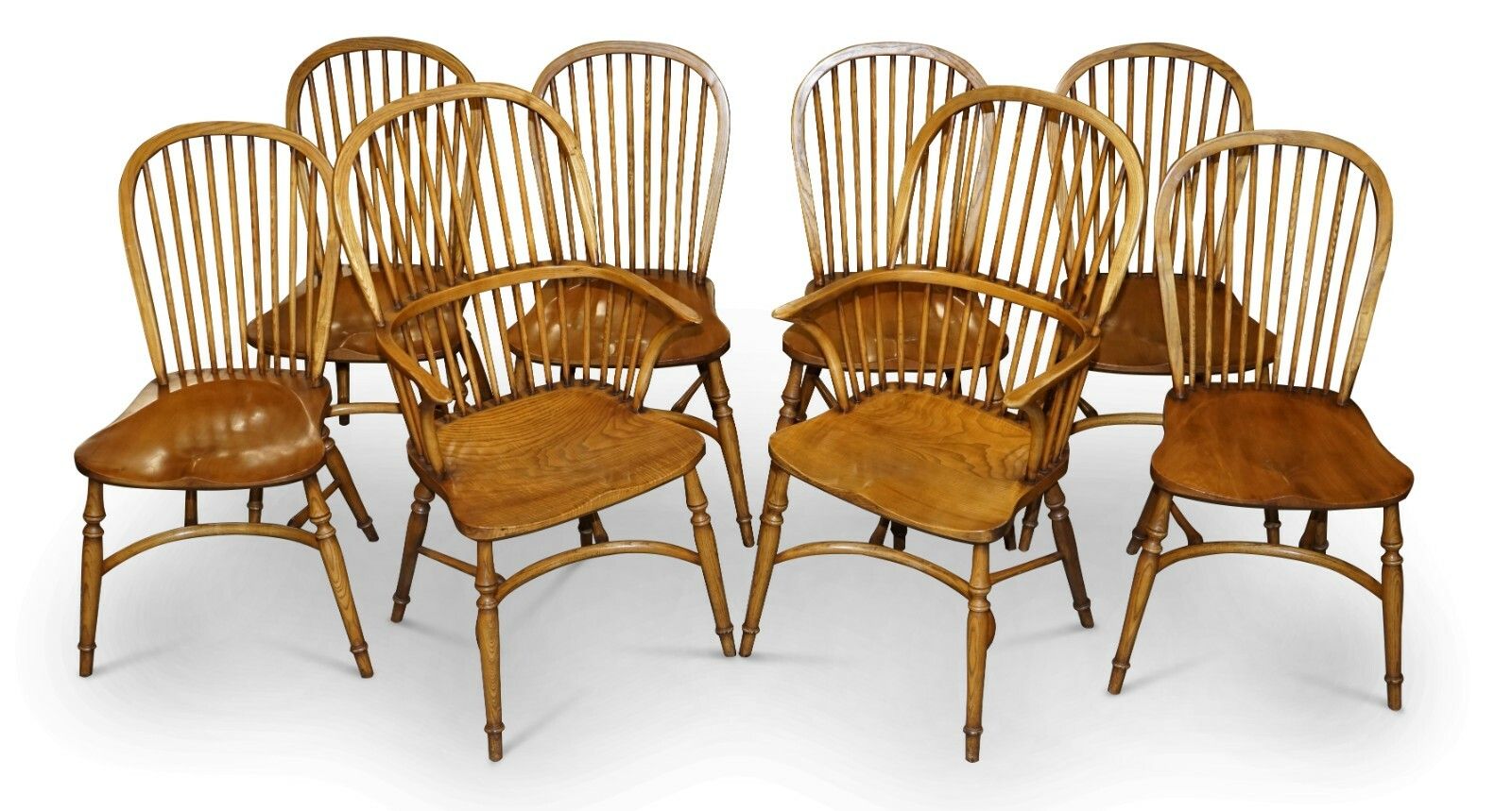 Rrp £23,500 Stewart Linford Burr Yew & Elm Dining Table & 8 Windsor Chairs photo vintage