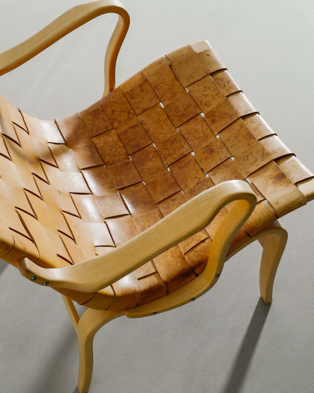 A Pair Of Swedish Mid Century Wooden "Eva" Armchairs In Birch & Patinated Leather By Bruno Mathsson, 1970s photo Furniture