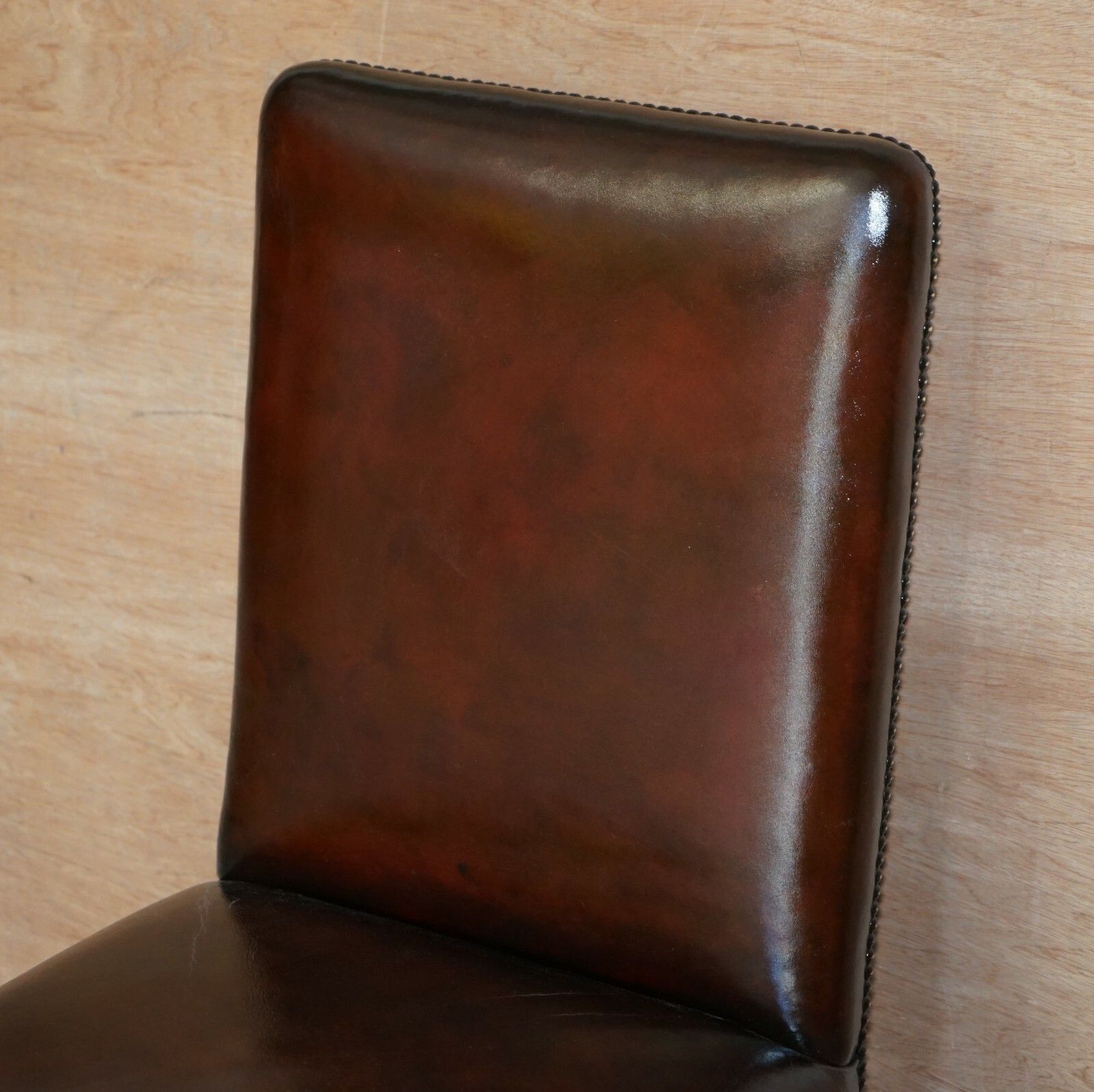Six Stunning Fully Restored Brown Leather Mahogany Claw & Ball Dining Chairs 6 photo 12000.0