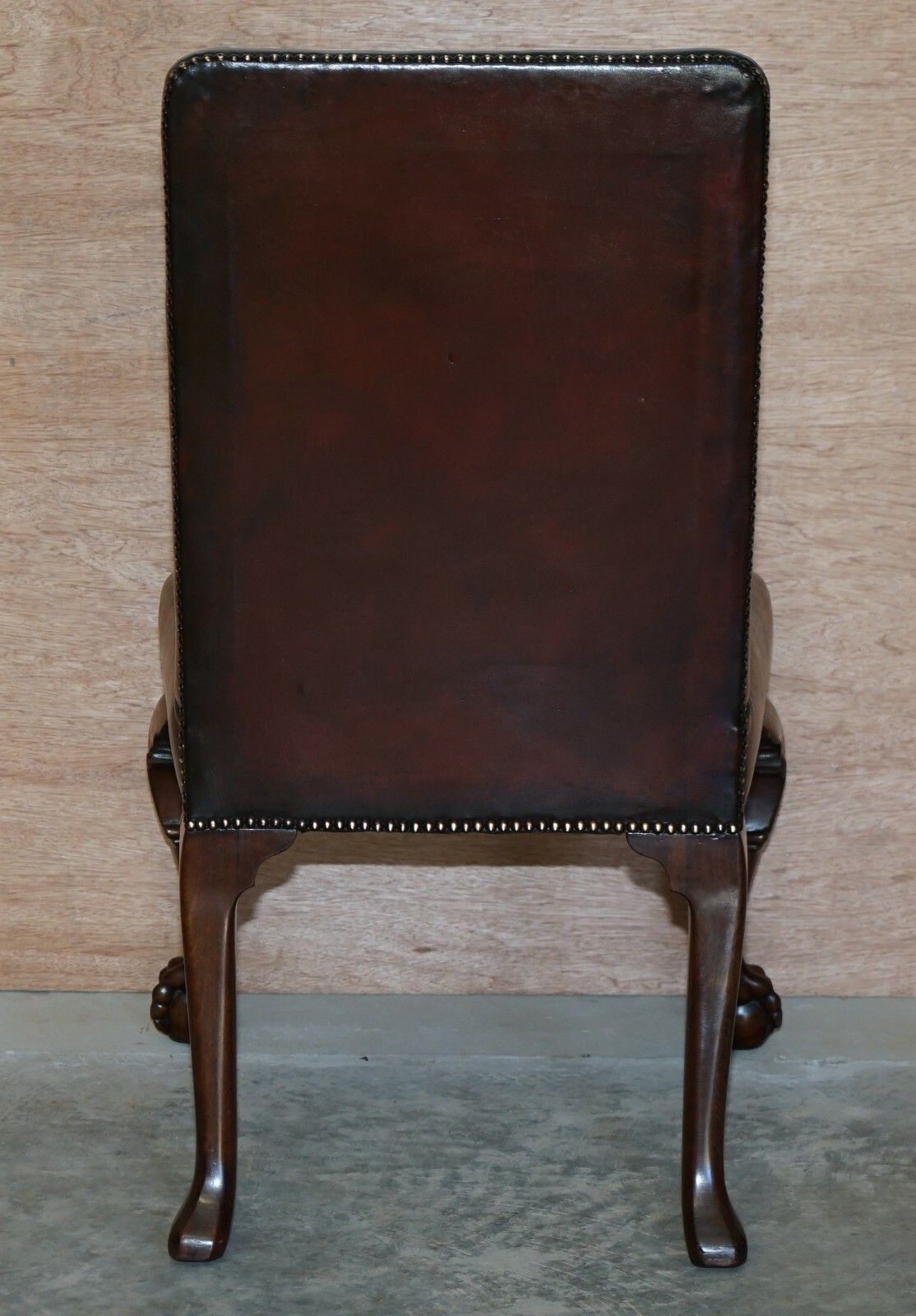 12000.0 Six Stunning Fully Restored Brown Leather Mahogany Claw & Ball Dining Chairs 6 photo