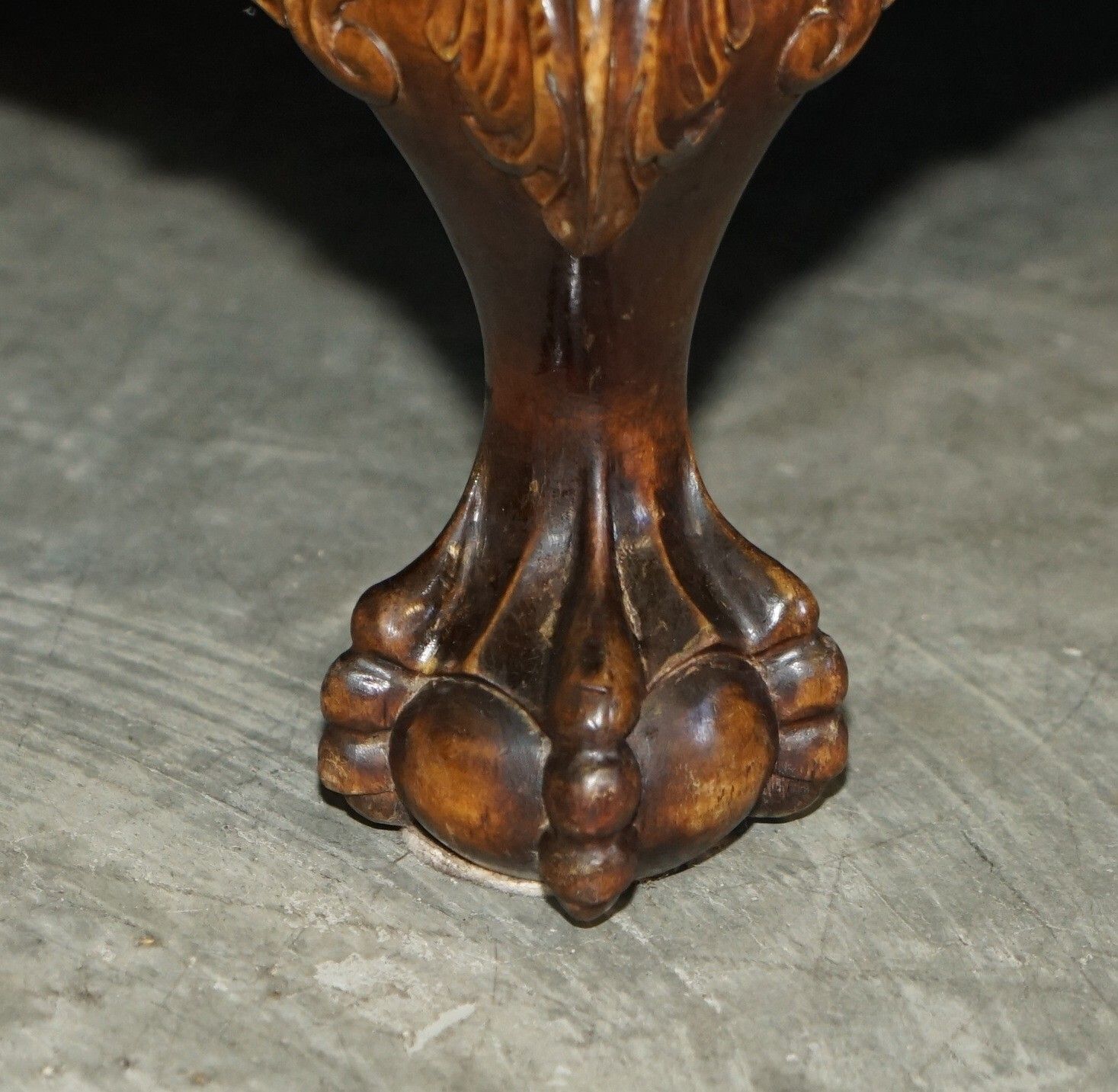 photo for sale Important Antique Victorian Claw & Ball Feet Brown Leather Walnut Club Sofa