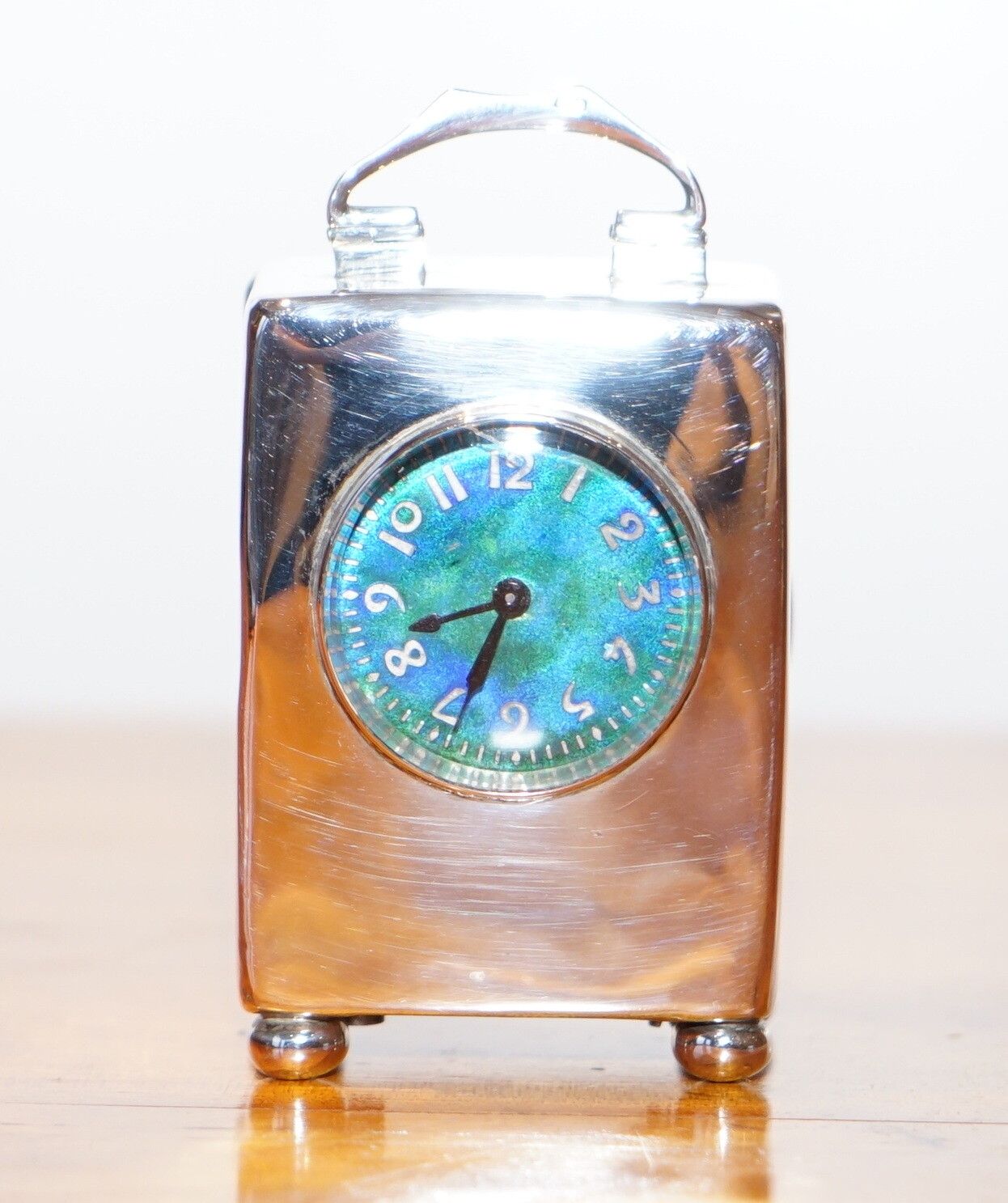 Sterling Silver Enamel Liberty's London Archibald Knox Miniature Carriage Clock photo for sale