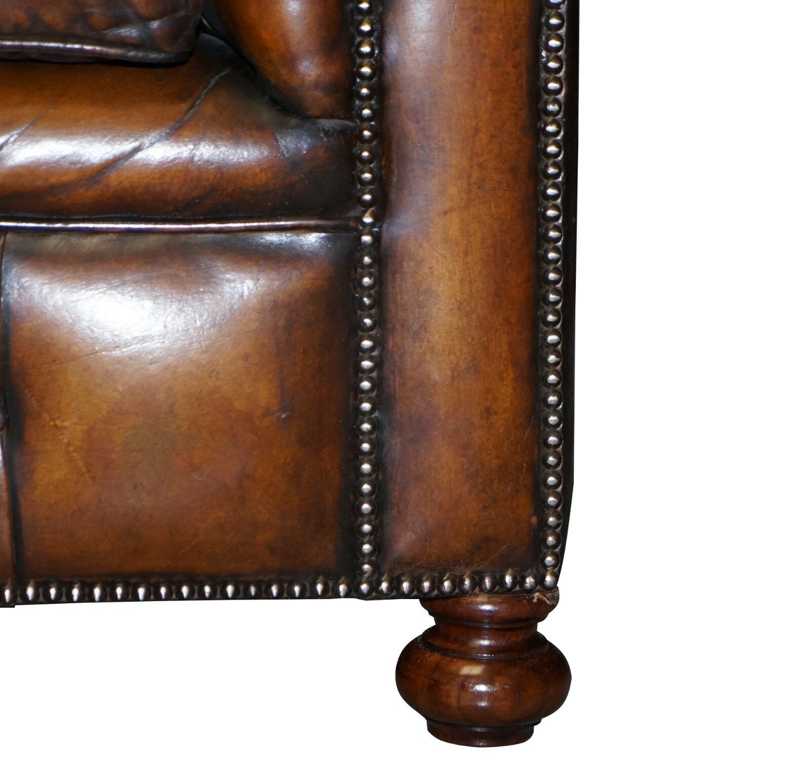 photo furniture 1960's Hand Dyed Restored Cigar Brown Leather Chesterfield Club Sofa English
