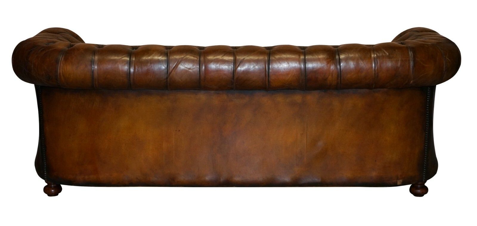 Furniture 1960's Hand Dyed Restored Cigar Brown Leather Chesterfield Club Sofa English photo
