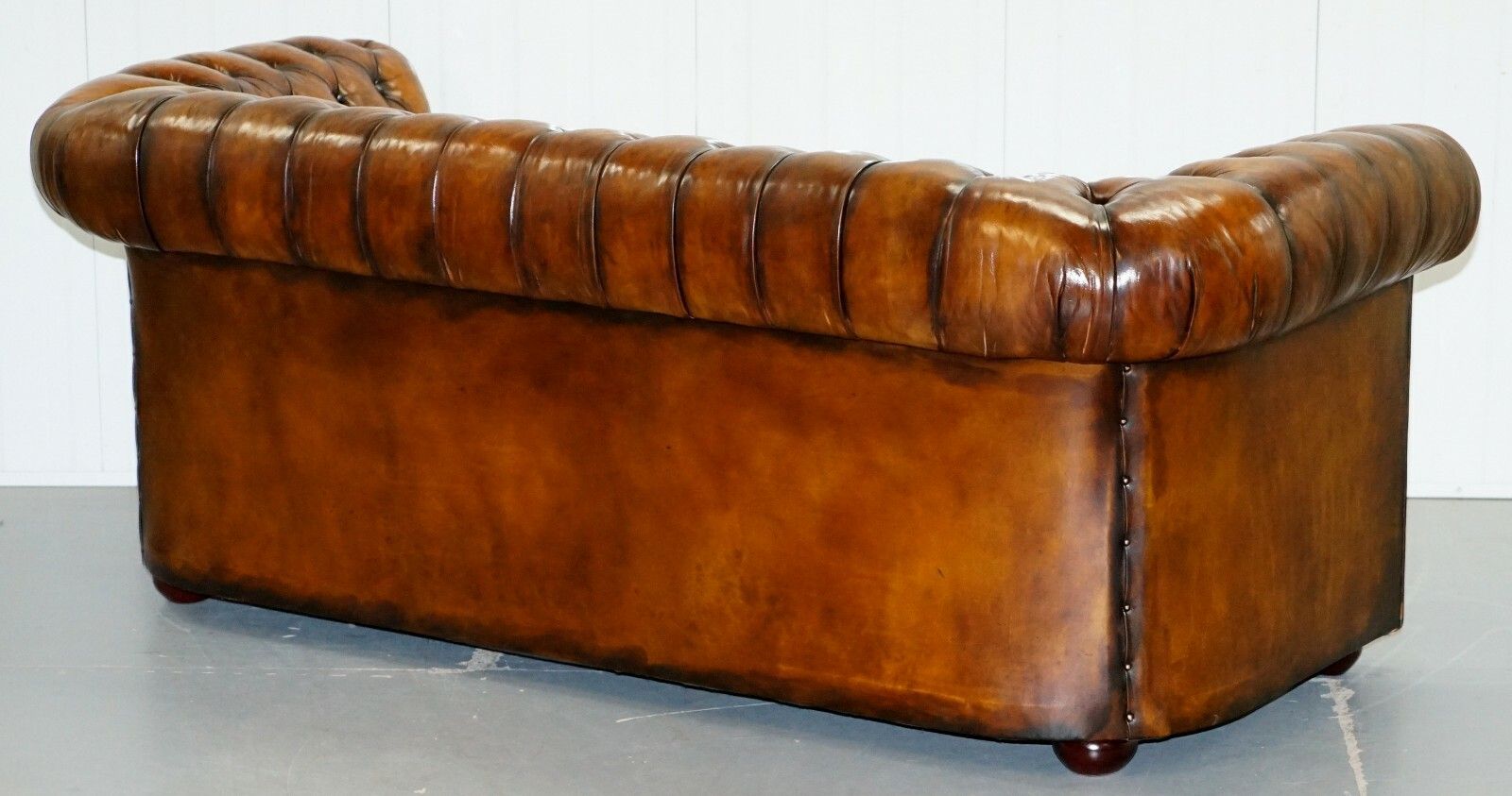 10000.0 1930's Hand Dyed Restored Whisky Brown Leather Chesterfield Club Sofa English photo