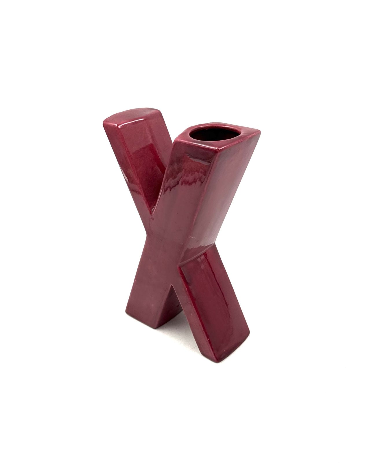 Space Age Red X Letter Shaped Ceramic Solifleur Vase, Marcel Radureau France Ca. 1970 photo furniture