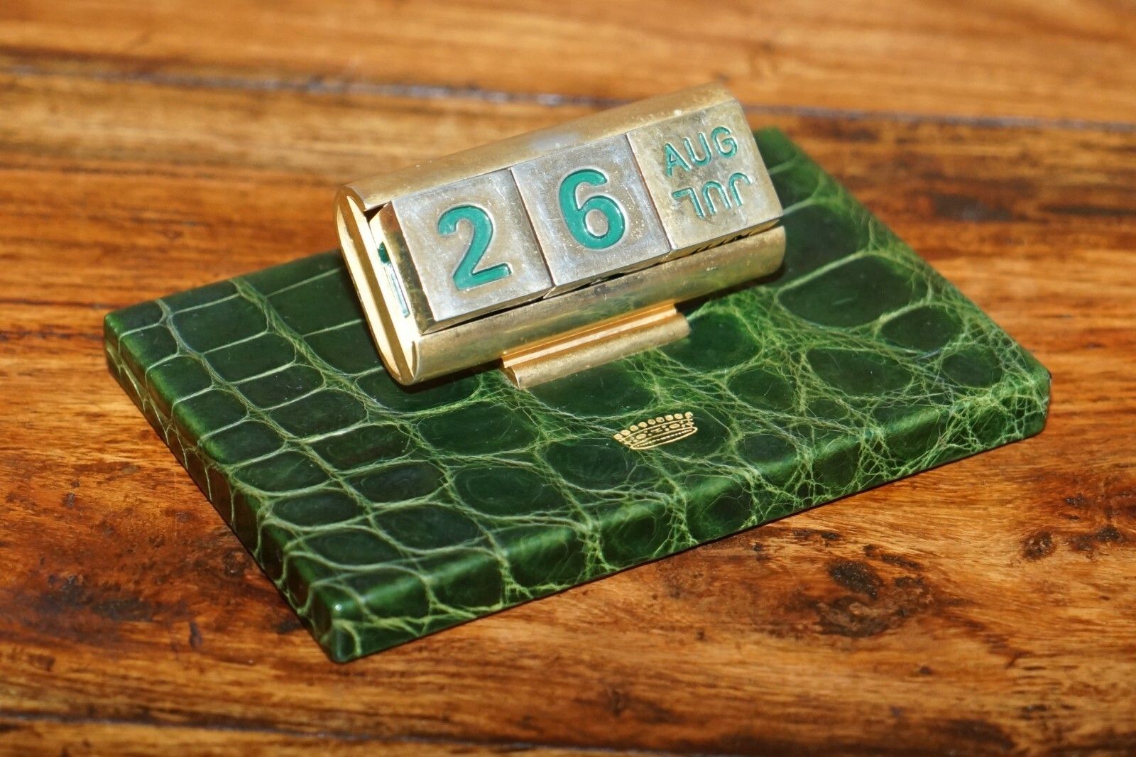 Count Owned £17,000 Asprey 24ct Gold Green Crocodile Leather 7 Piece Desk Set photo Home Decor