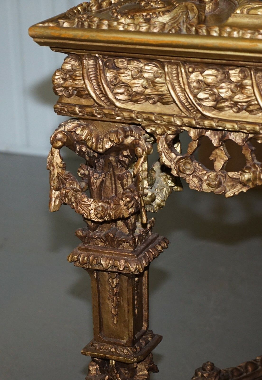 Furniture Large Important 19th Century Continetal Carved Giltwood And Marble Centre Table photo