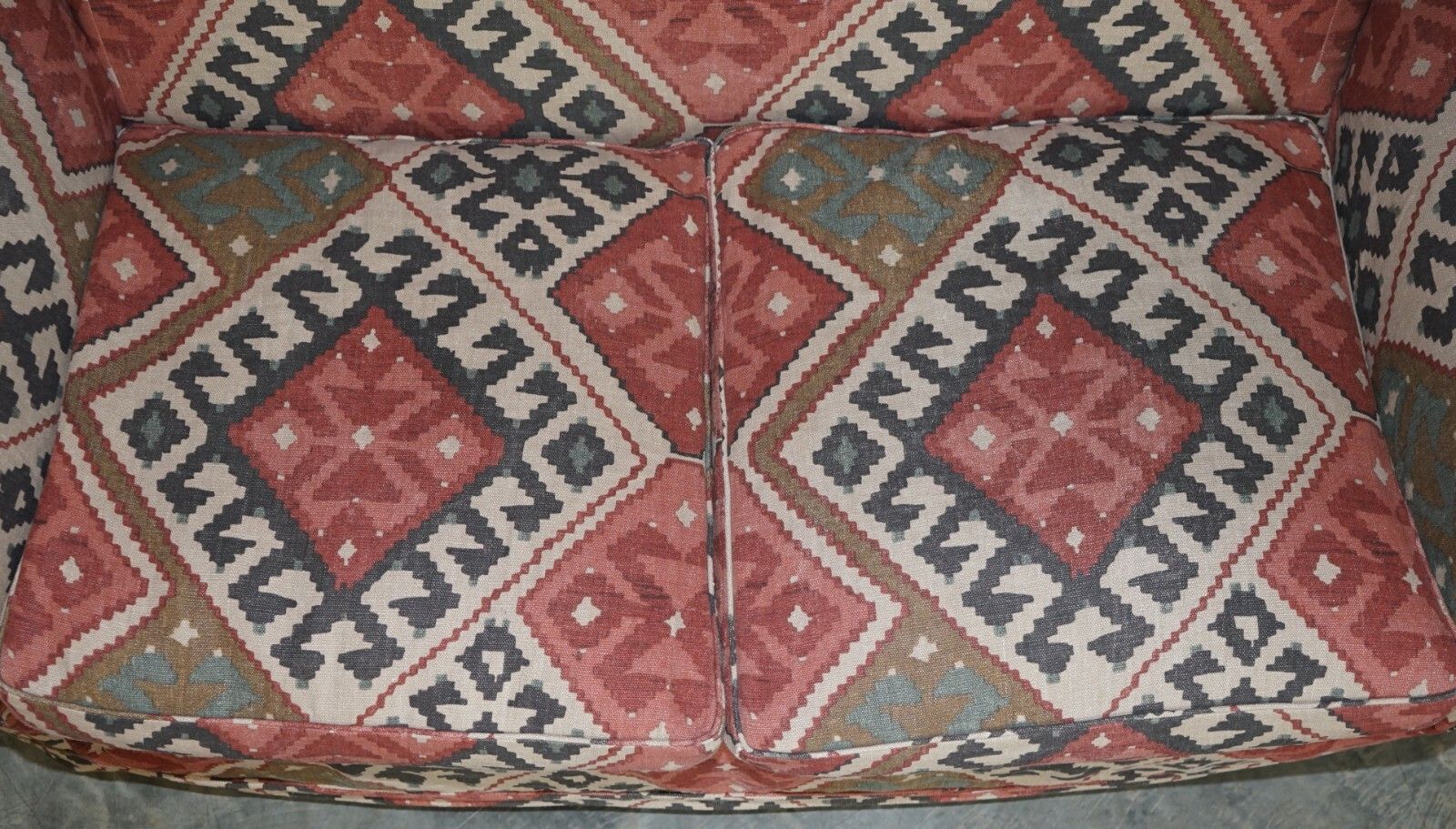Exquisite Original Victorian Kilim Upholstered Sofa Mahogany Turned Front Legs photo 10000.0