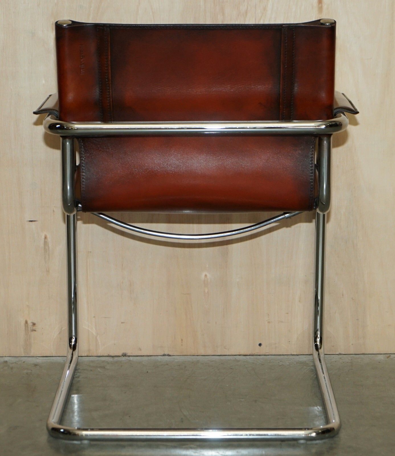 Furniture Four Vintage Matteo Grassi Mg5 Marcel Breuer Cognac Brown Leather Armchairs 4 photo