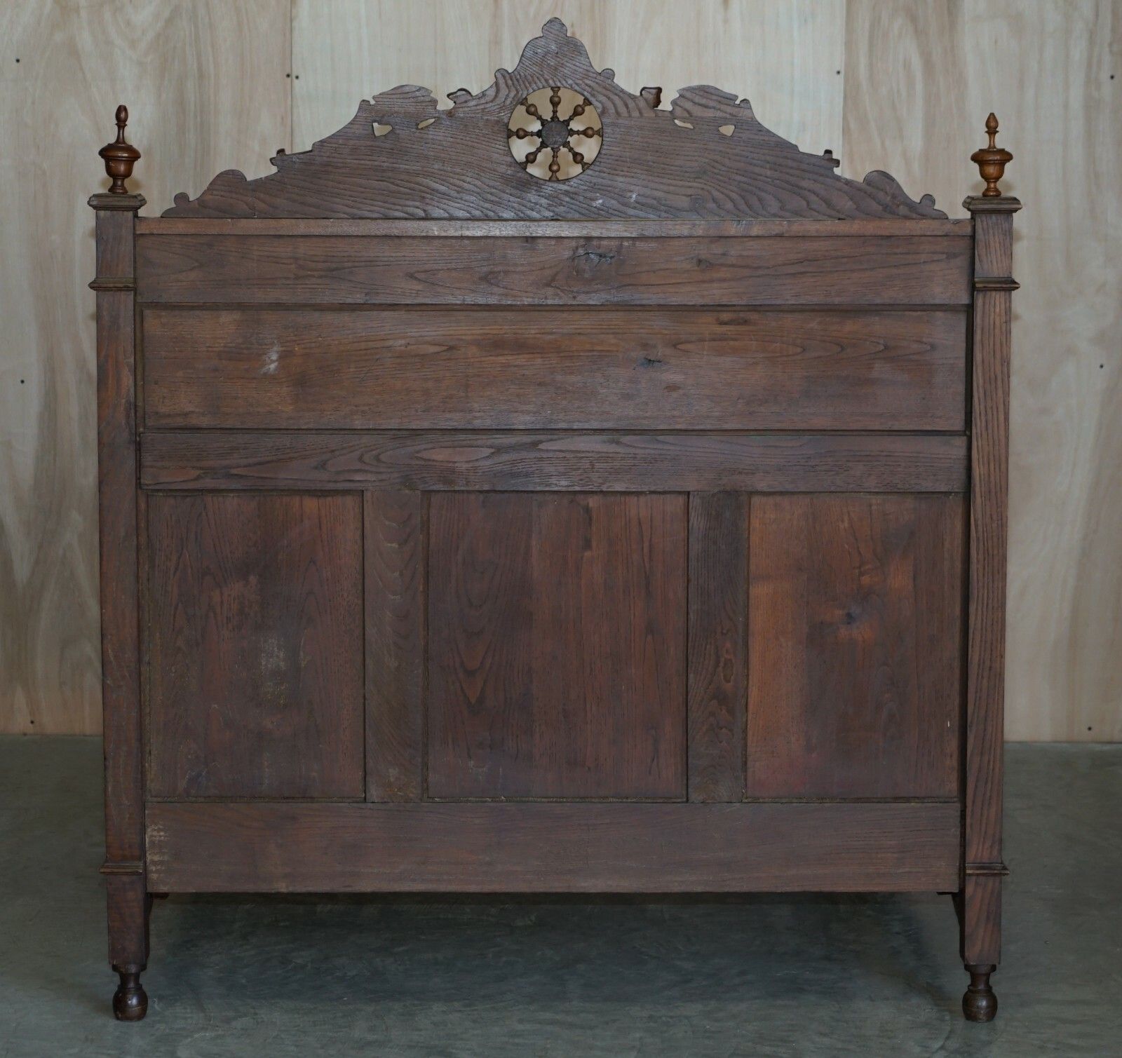 Furniture Antique Hand Carved Continental Oak Frame Bedstead Very Nicely Sculpted Part Set photo