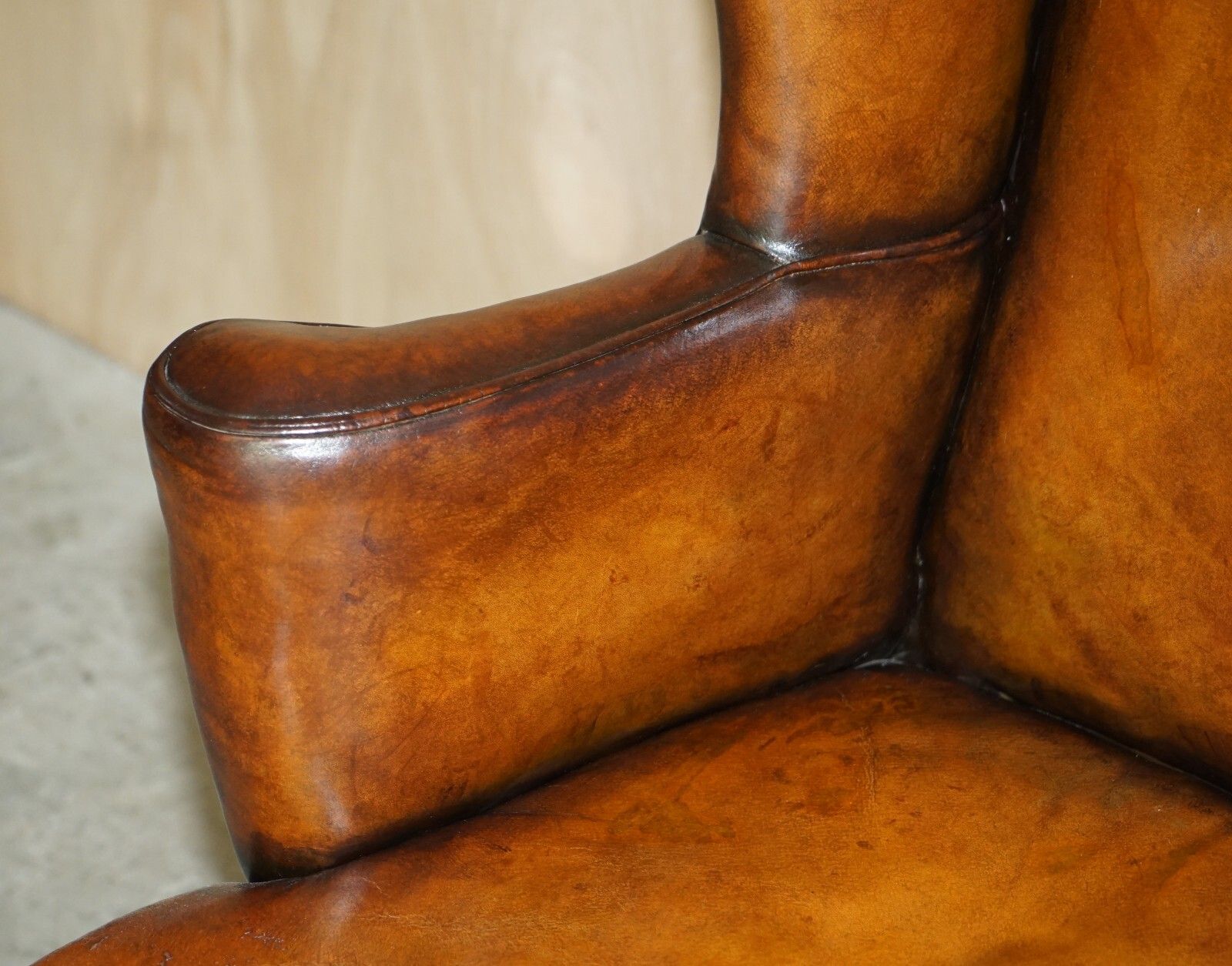 Antique Restored George II Period Circa 1760 Wingback Brown Leather Armchair photo vinterior