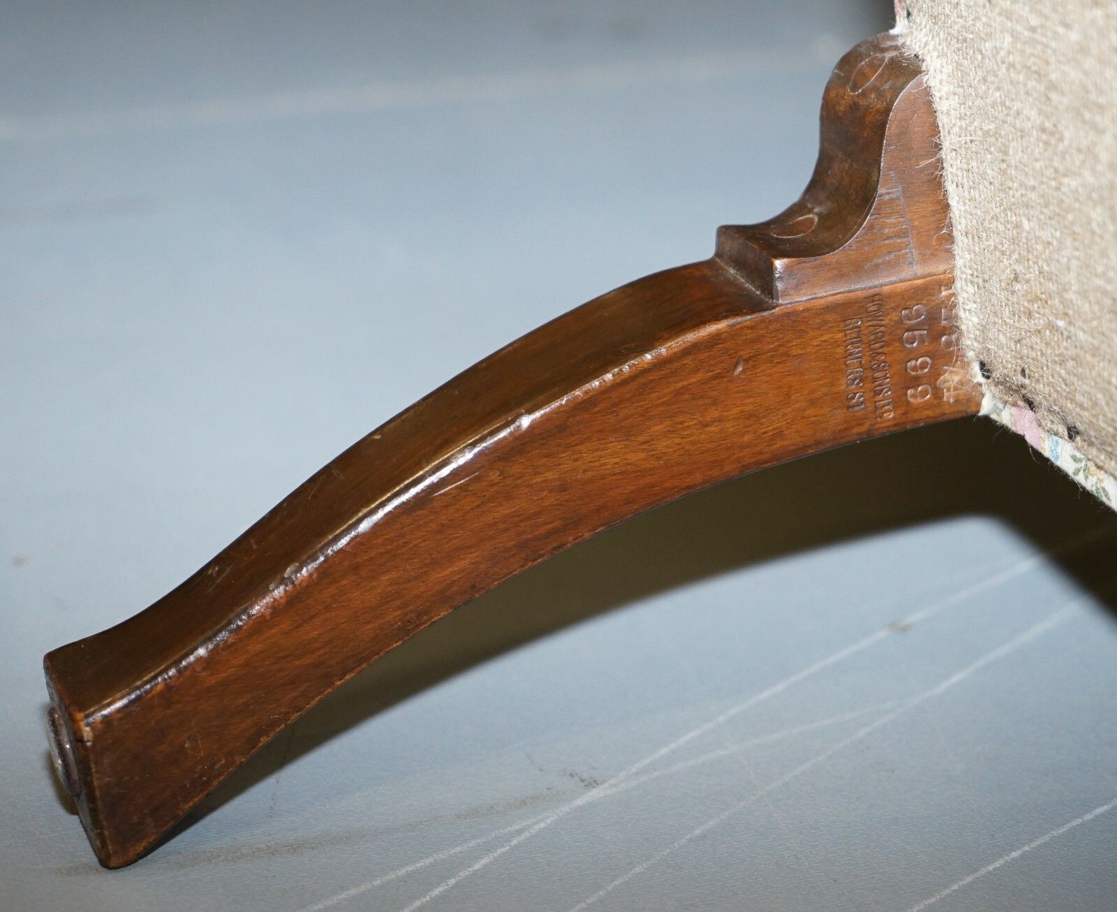Furniture Very Rare Fully Restored Howard & Son's Walnut Wingback Armchair Regency Stripe photo