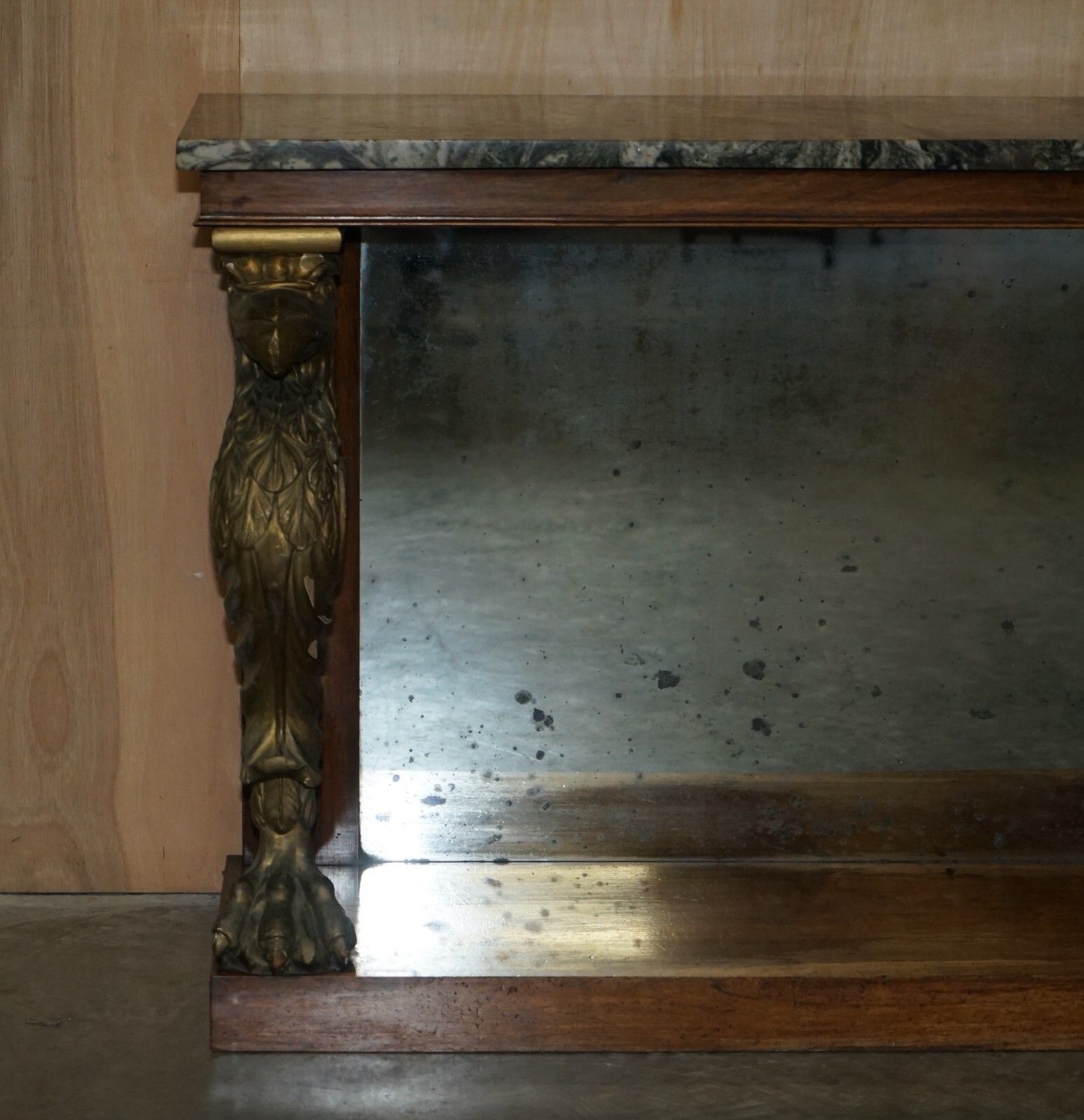 Stunning Antique Regency Rosewood Giltwood & Marble Eagle Carved Console Table photo for sale
