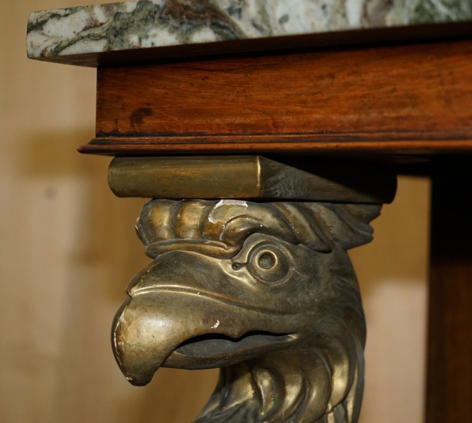Stunning Antique Regency Rosewood Giltwood & Marble Eagle Carved Console Table photo vintage