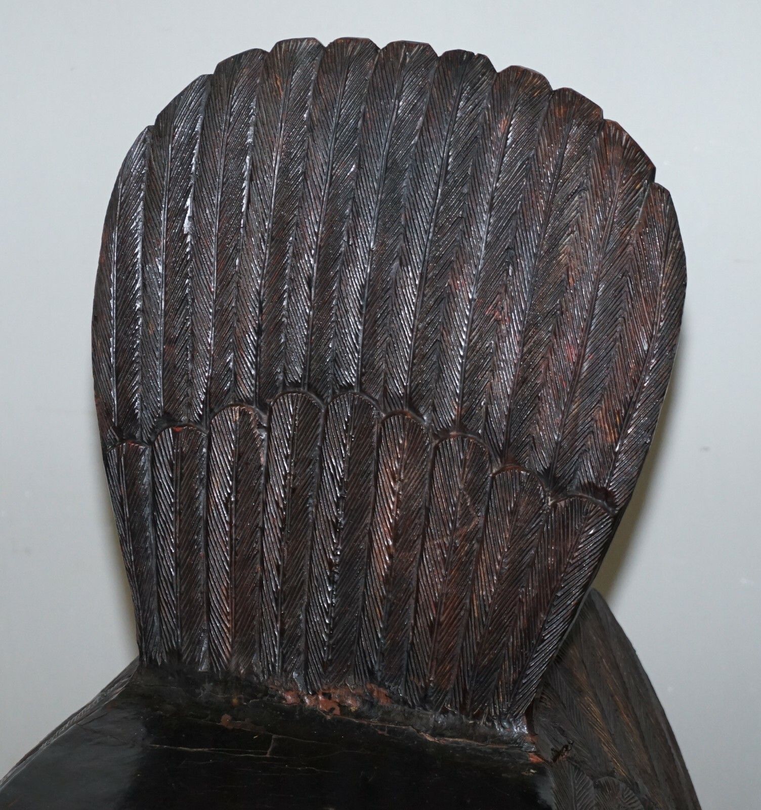 Pair Of Ornate Hand Carved Solid Wood Circa 1900 American Eagle Armchairs photo Furniture