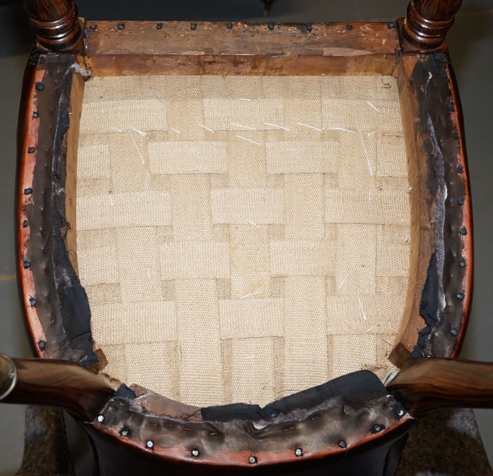 Furniture Rare Attributed To Gillows Regency Armchair Hand Dyed Brown Leather Rosewood photo