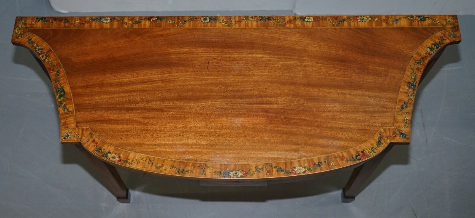 Pair Of George III 1780 Satinwood & Tulip Wood Polychrome Painted Console Tables photo 9600.0