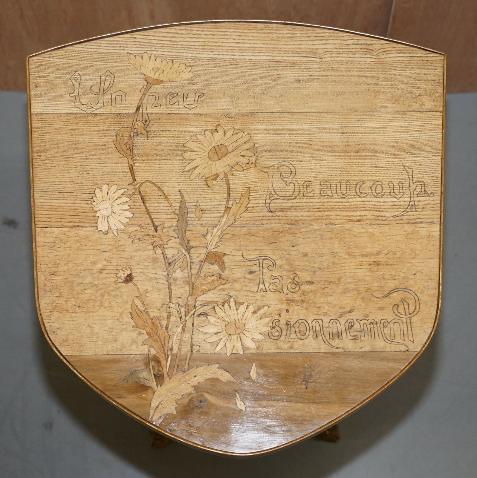 Very Rare Emile Galle Romantic Specimen Wood Table Un Peu Beaucoup Passionnement photo Furniture