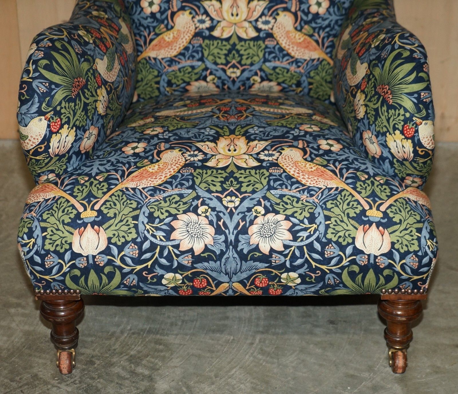 Antique Howard & Sons Bridgewater Armchair William Morris Strawberry Thief photo Furniture