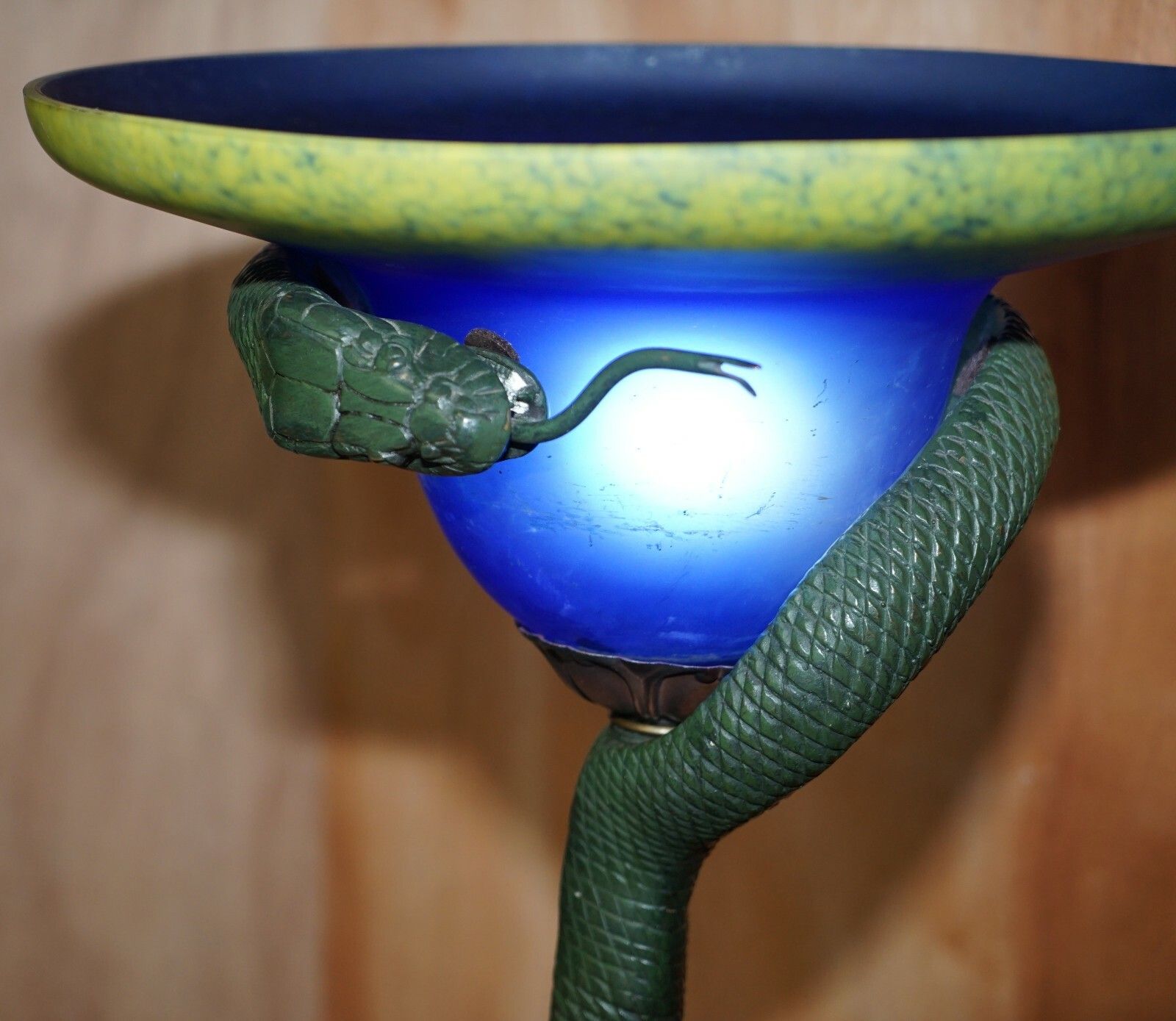 Very Rare Stunning Vintage Bronzed Snake Floor Standing Lamp After Edgar Brandt photo Lighting