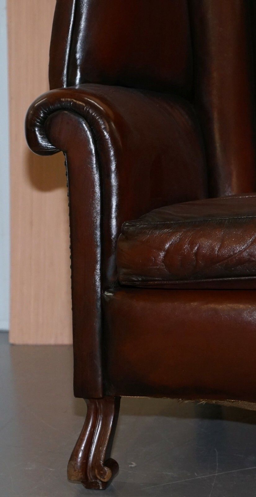 Furniture Rare Circa 1860 Huge Victorian Brown Leather Barrel Back Suite Sofa Armchair photo